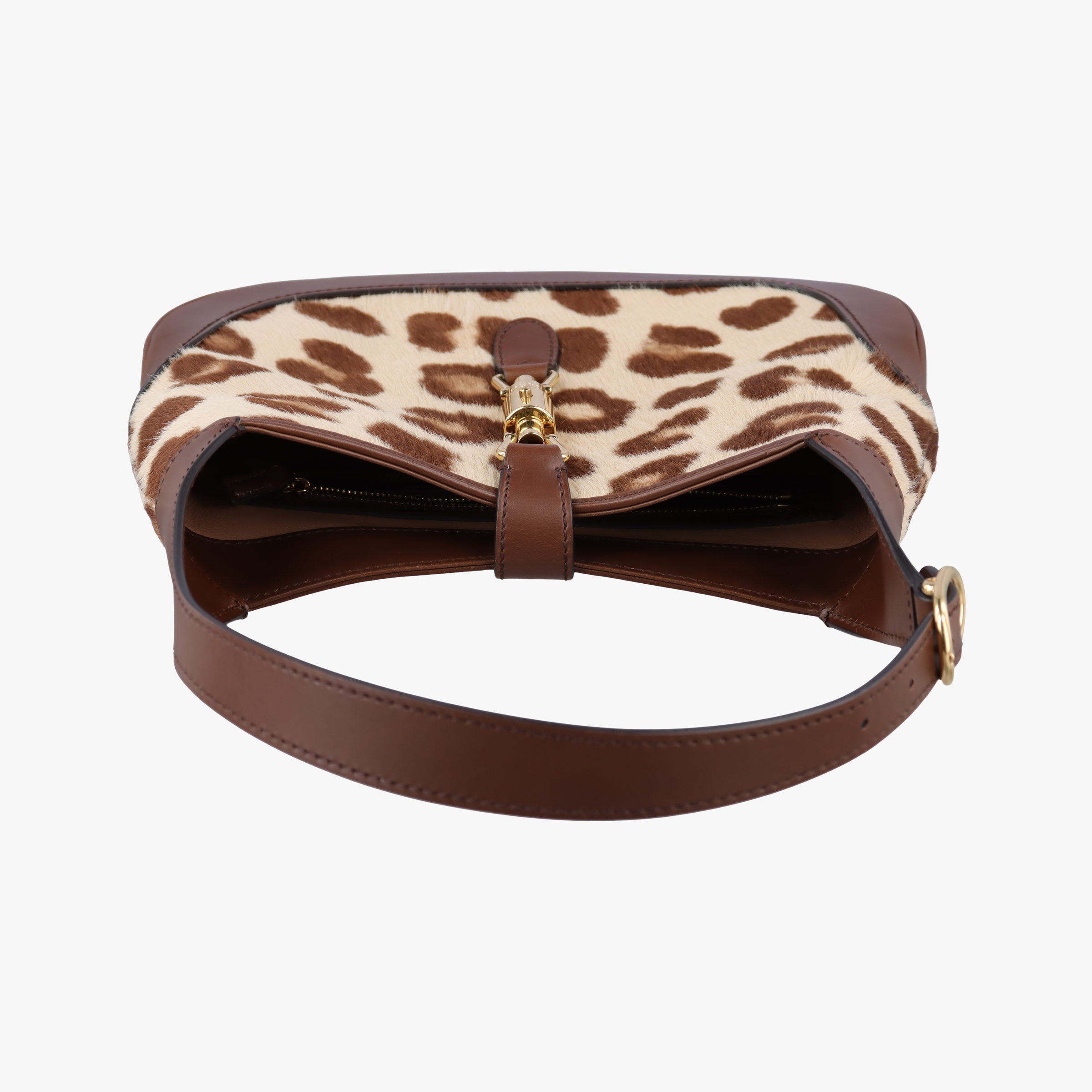 Pre-owned Gucci Jackie 1961 Brown × Beige ponyhair×leather 636706 shoulderbag | stylenewstar
