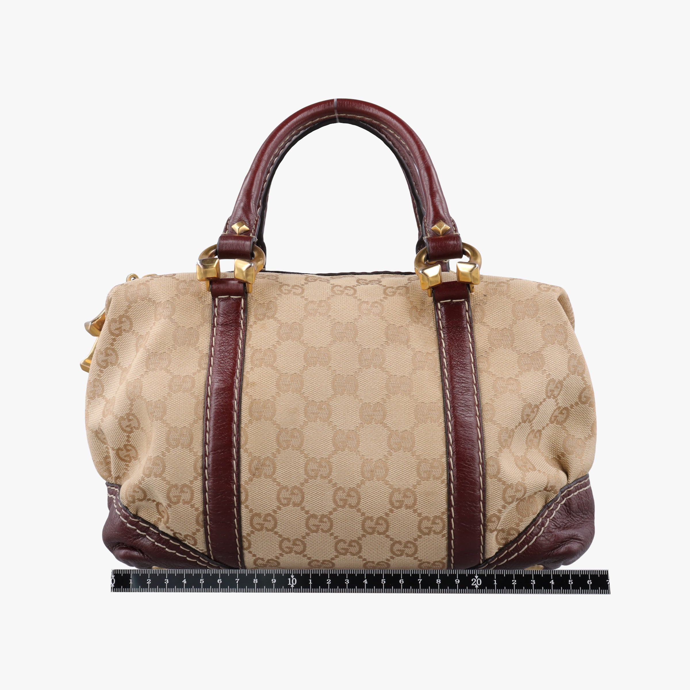 Pre-owned Gucci Sukey Beige × Brownish Red GG canvas×leatherGG 189893 handbag | stylenewstar