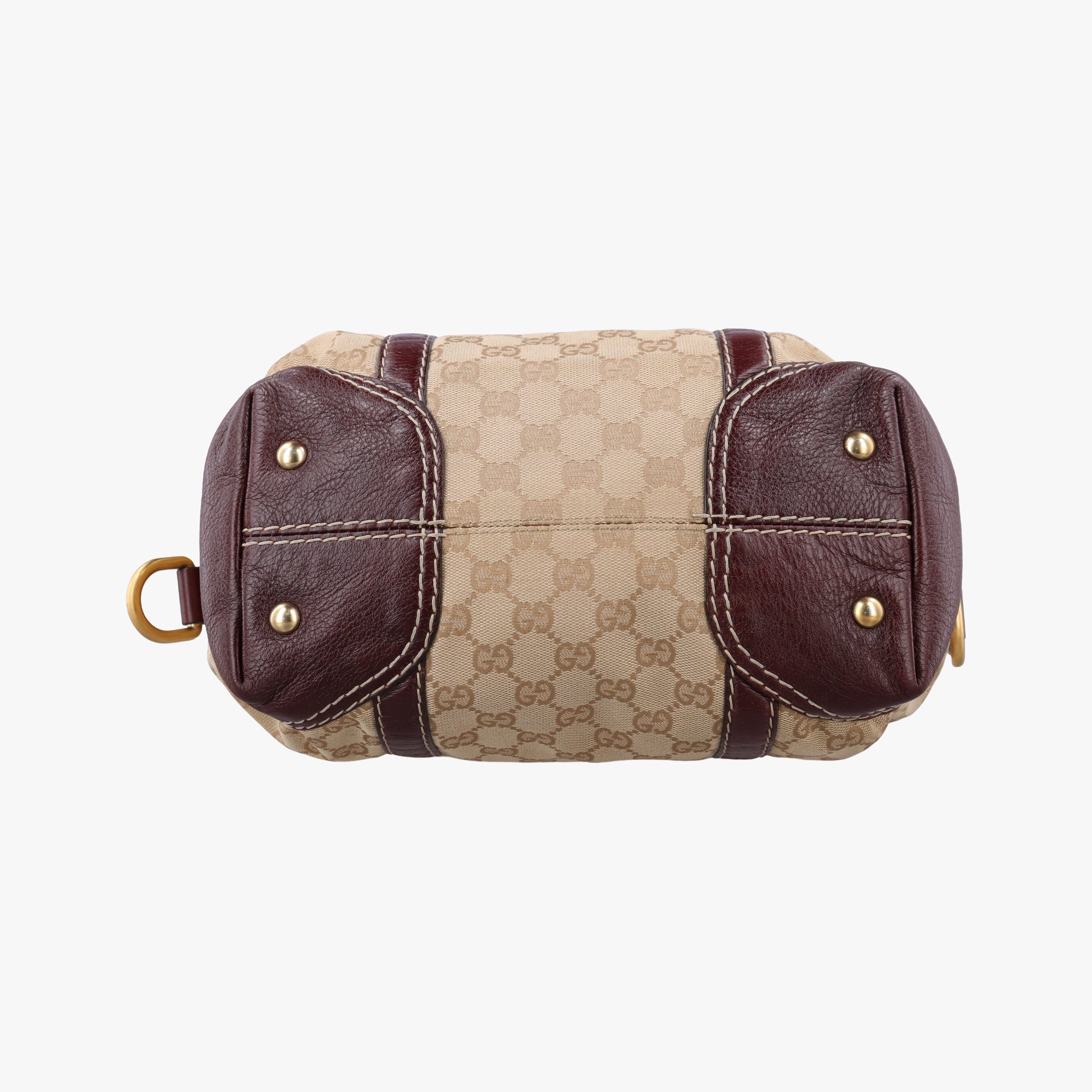 Pre-owned Gucci Sukey Beige × Brownish Red GG canvas×leatherGG 189893 handbag | stylenewstar
