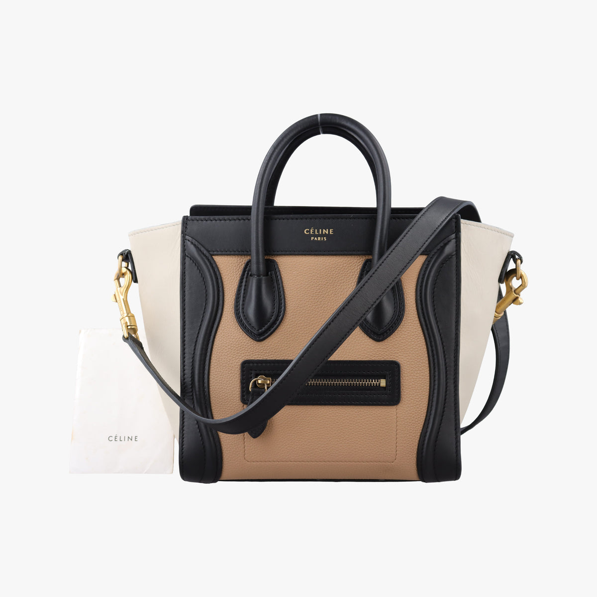 luggage nano shopper Beige×white×black Leather S-GA-4165ラゲージナノショッパー ベージュ×ホワイト×ブラック レザー S-GA-4165
