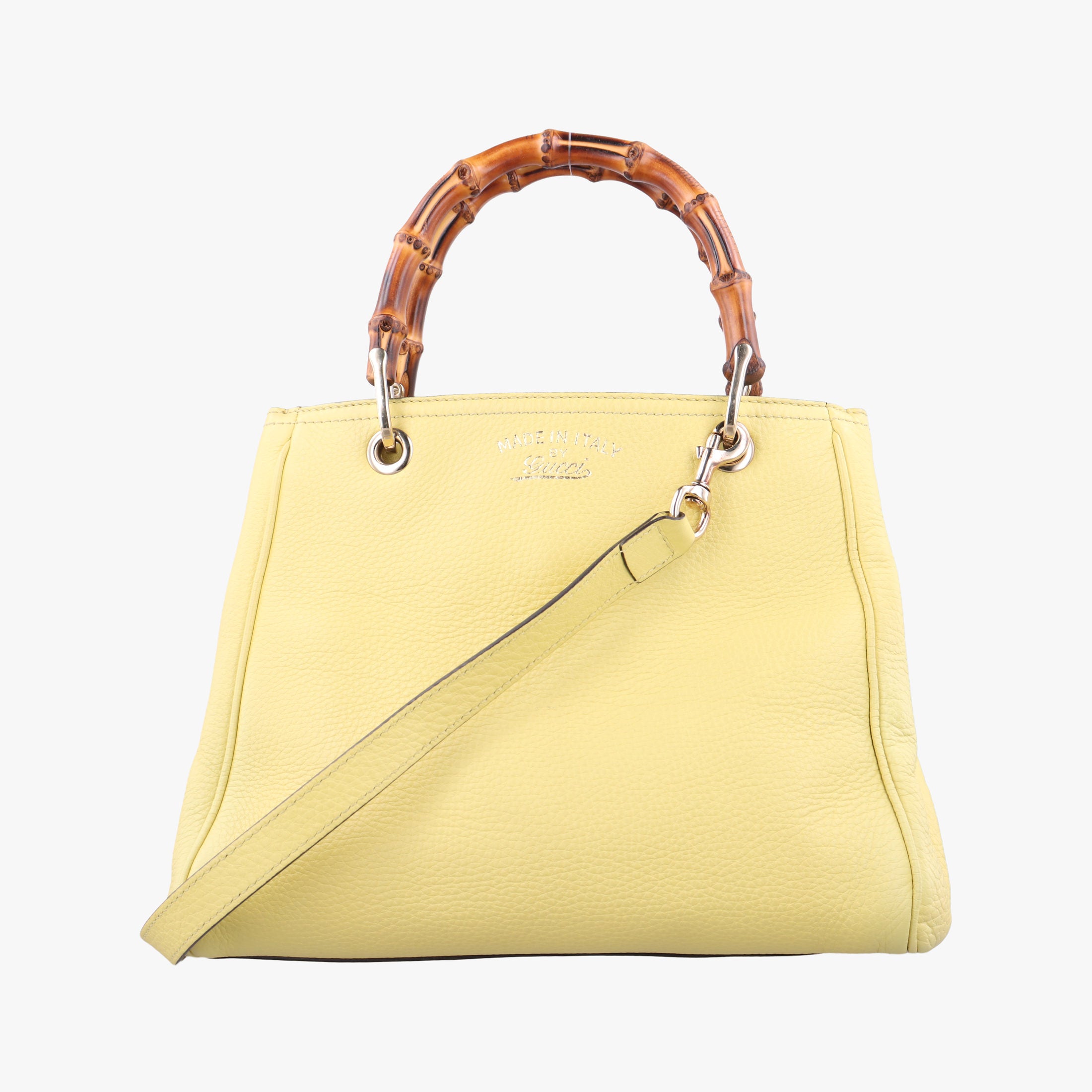 Pre-owned Gucci Bamboo Shopper Yellow Leather 336032 shoulderbag | stylenewstar
