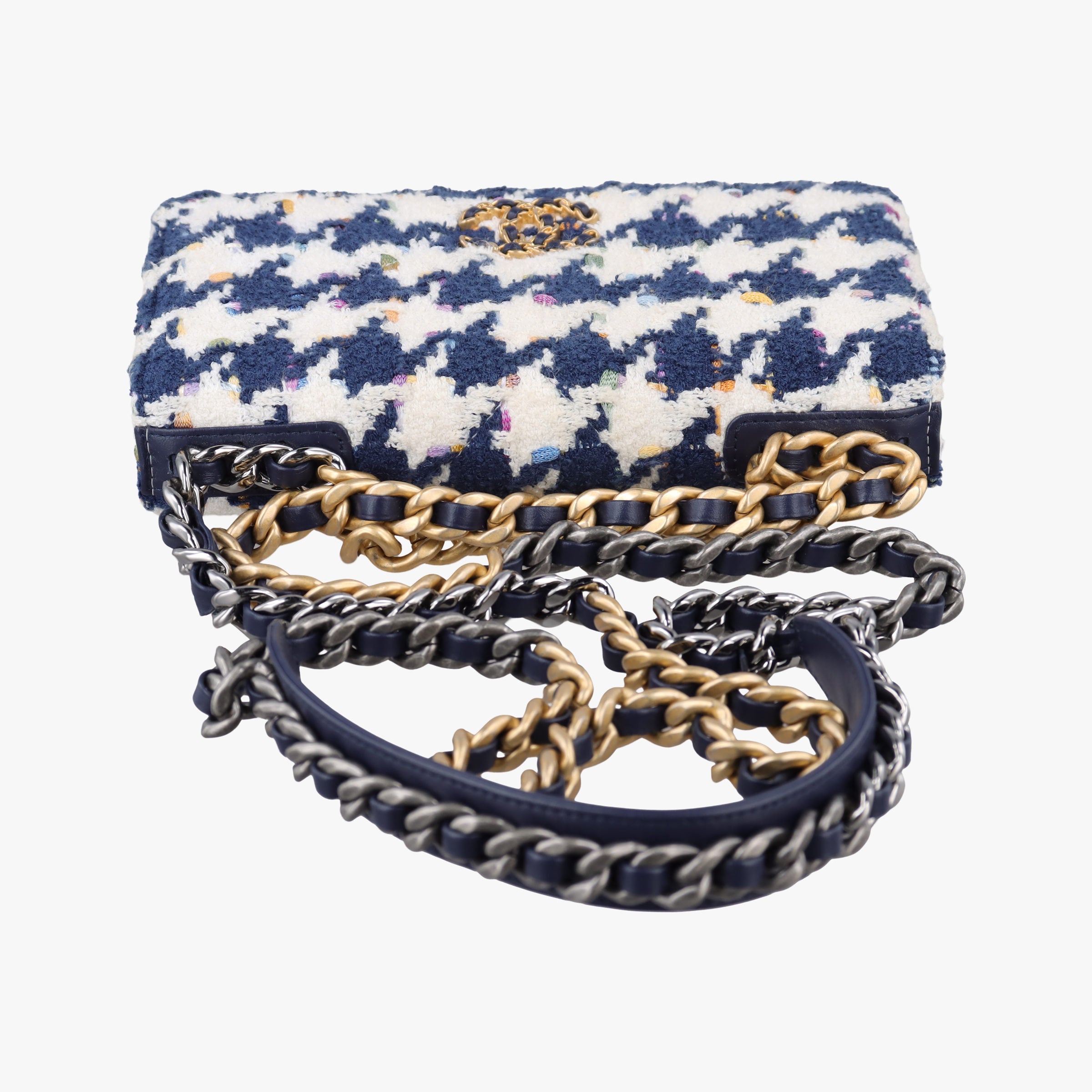 Chanel 19 WOC Houndstooth White × Navy fabric AP0957 31002556シャネル19 フラップ 千鳥格子 ホワイト×ネイビー ファブリック AP0957 31002556