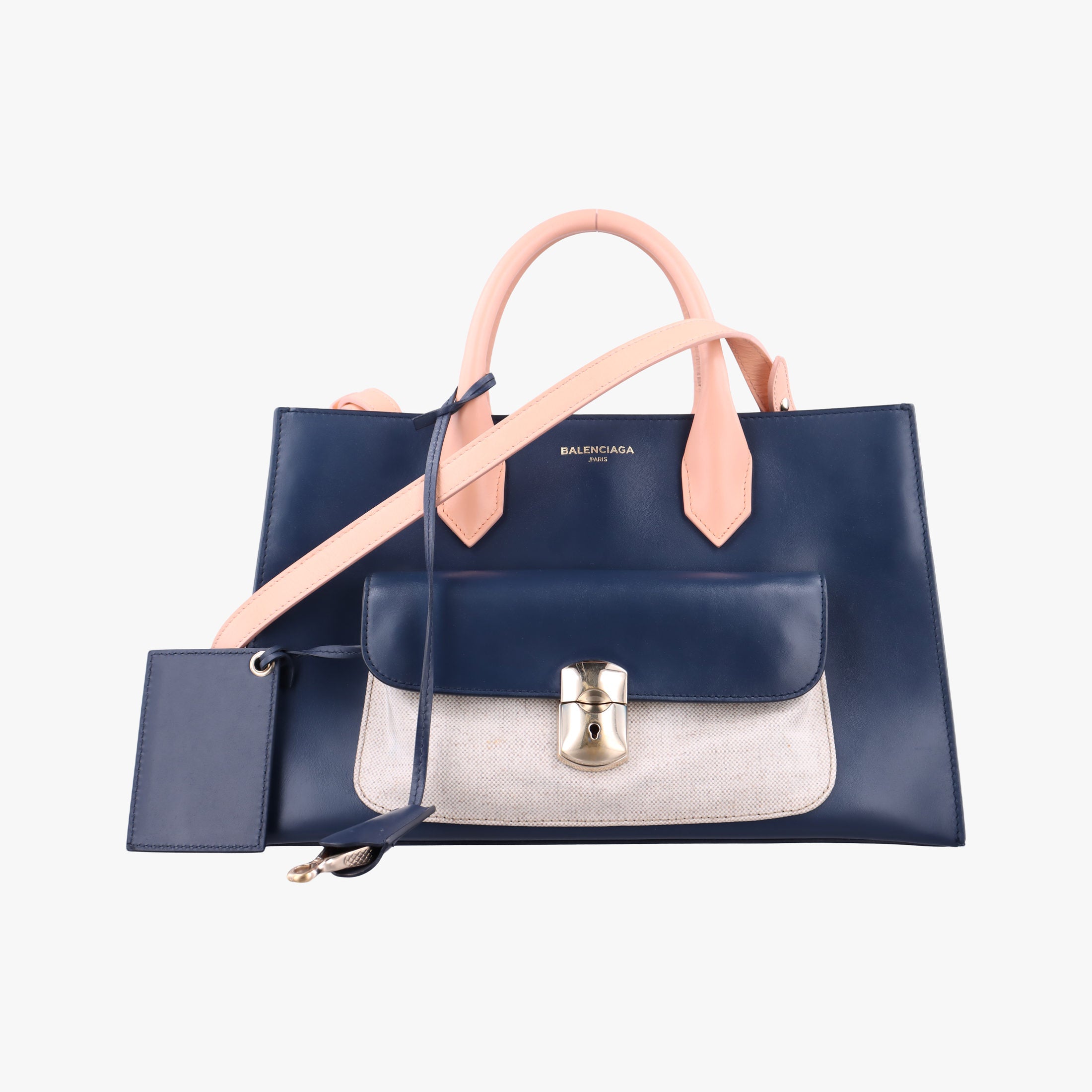 Padlock Navy × Pink × Beige Leather × Canvas 347936.4080.F.1669パッドロック ネイビー × ピンク × ベージュ レザー × キャンバス 347936.4080.F.1669