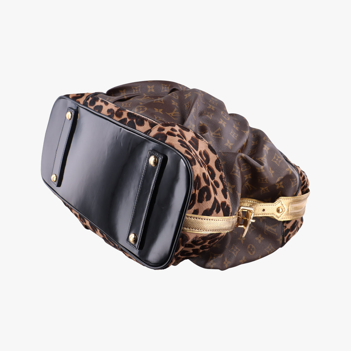 Secondhand Louis Vuitton Leopard steamer bag Brown x Multi Monogram Canvas x ponyhair shoulderbag | stylenewstar
