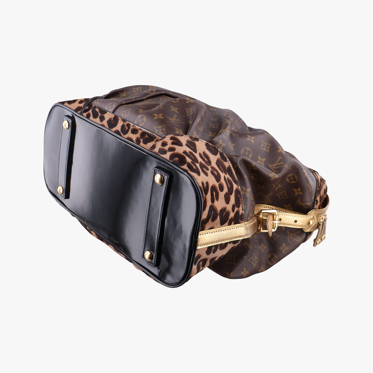 Secondhand Louis Vuitton Leopard steamer bag Brown x Multi Monogram Canvas x ponyhair shoulderbag | stylenewstar