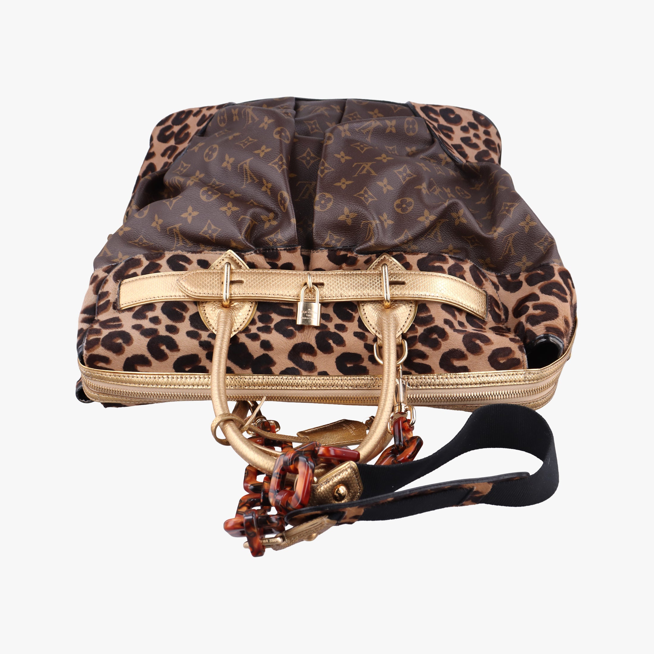 Secondhand Louis Vuitton Leopard steamer bag Brown x Multi Monogram Canvas x ponyhair shoulderbag | stylenewstar