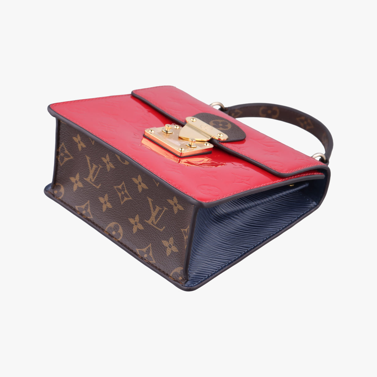 Pre-owned Louis Vuitton Spring street PM Scarlet Red Vernis×Leather×Monogram Canvas M90505 shoulderbag | stylenewstar