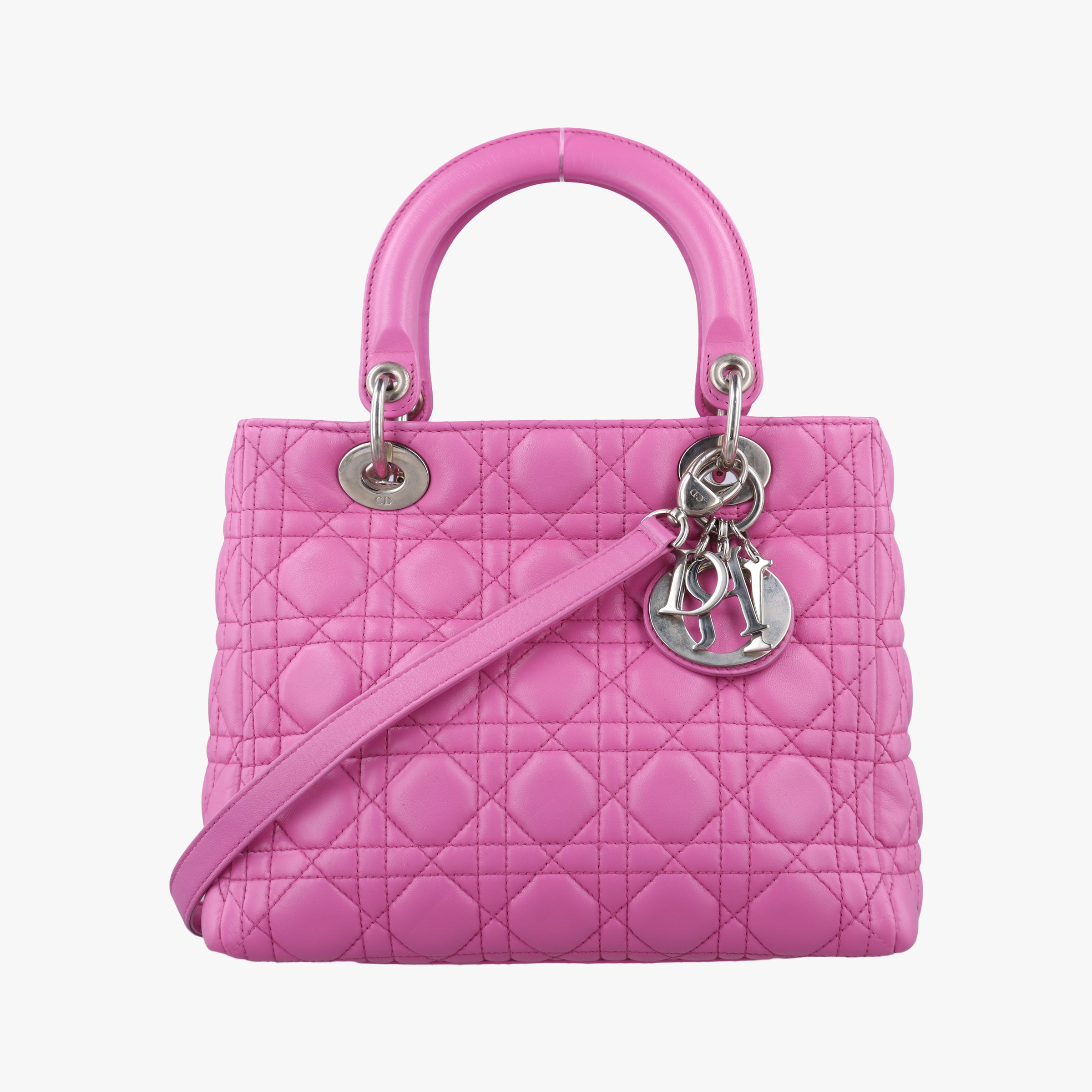 Pre-owned Christian Dior Lady Dior Pink lambskin shoulderbag | stylenewstar