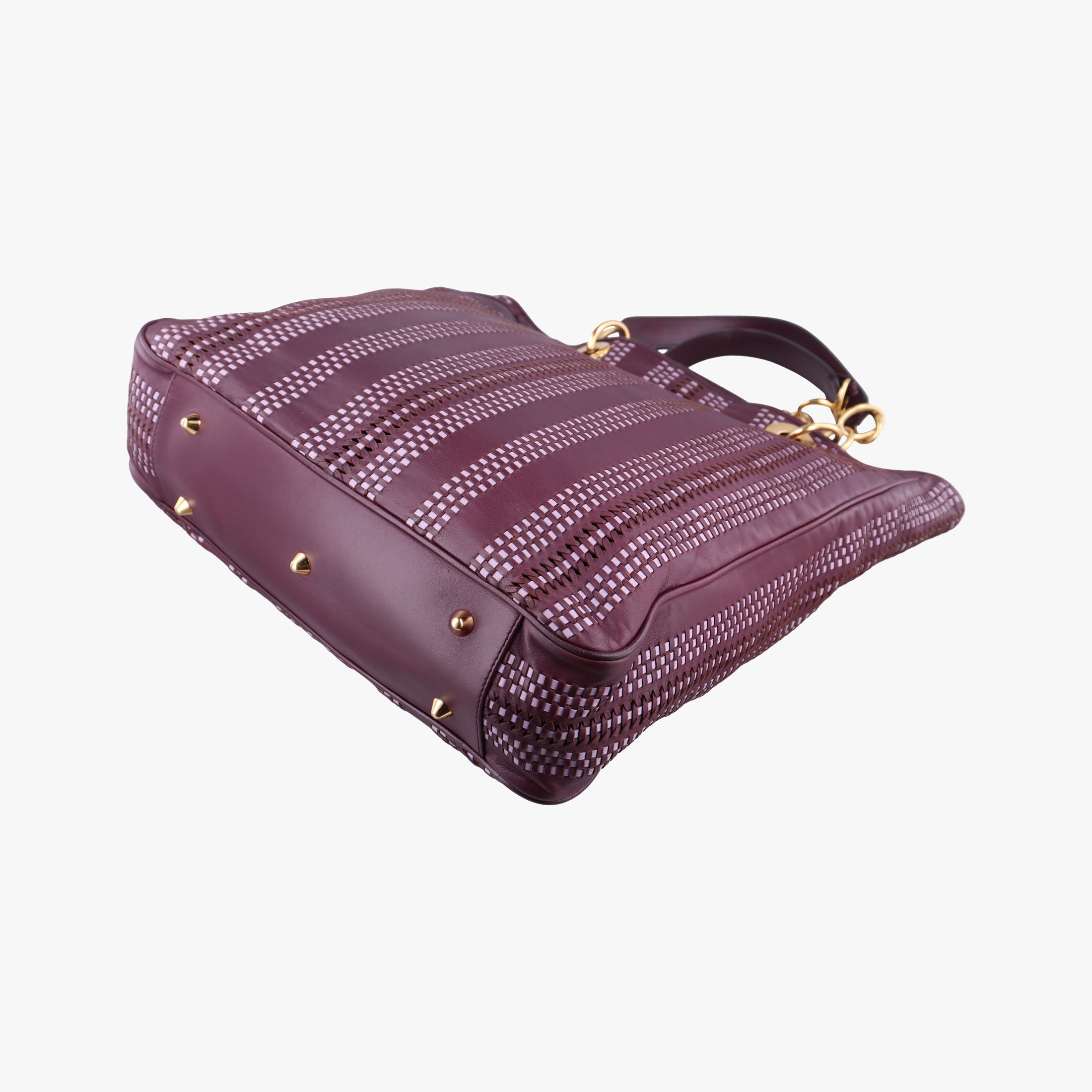 Pre-owned Christian Dior Soft Lady Dior Tote Purple Leather handbag | stylenewstar