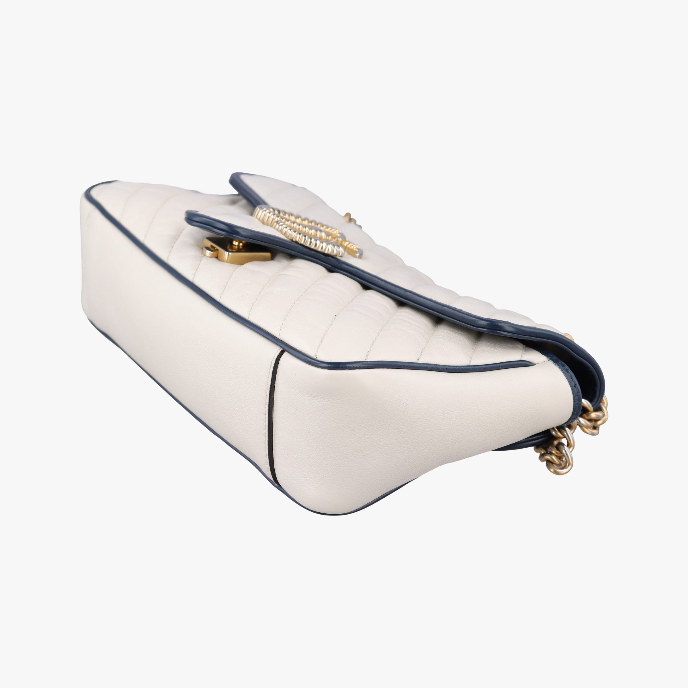 GG Marmont White×navy Leather 443497 F032499445GGマーモント ホワイト×ネイビー レザー 443497 F032499445