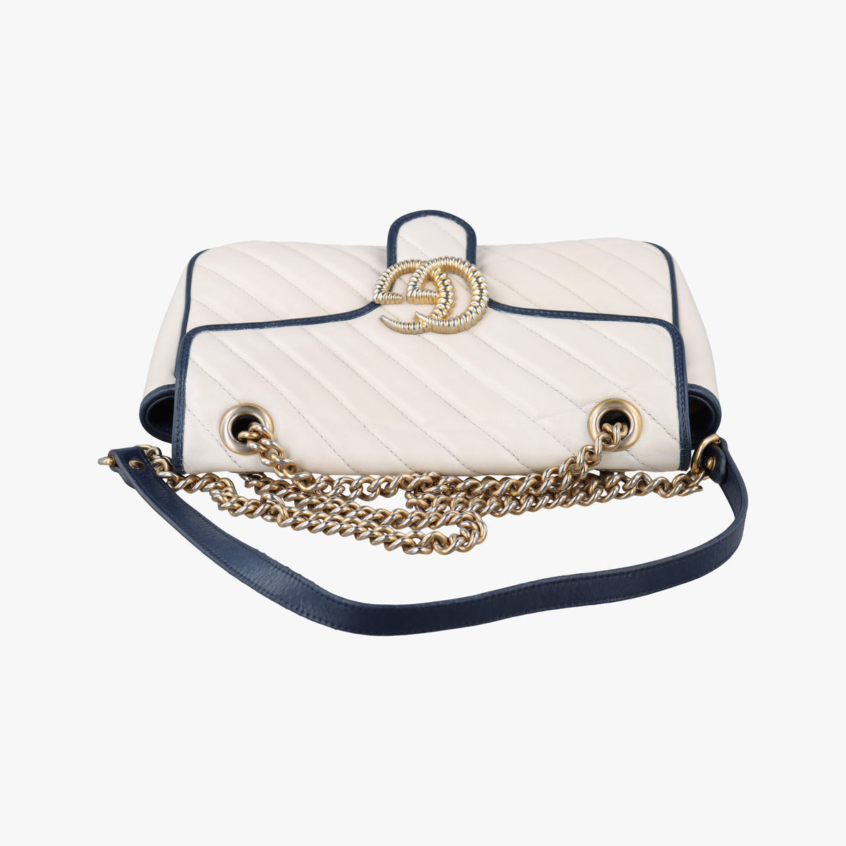 GG Marmont White×navy Leather 443497 F032499445GGマーモント ホワイト×ネイビー レザー 443497 F032499445