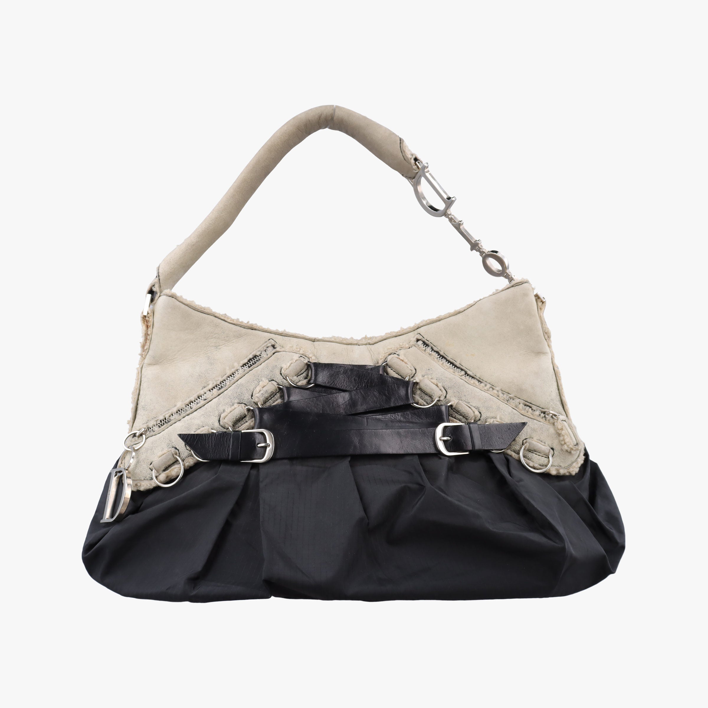 Corset Hobo Beige × Black Mouton × Nylon × Leather 131BM-0064コルセットホーボー ベージュ × ブラック ムートン × ナイロン × レザー 131BM-0064