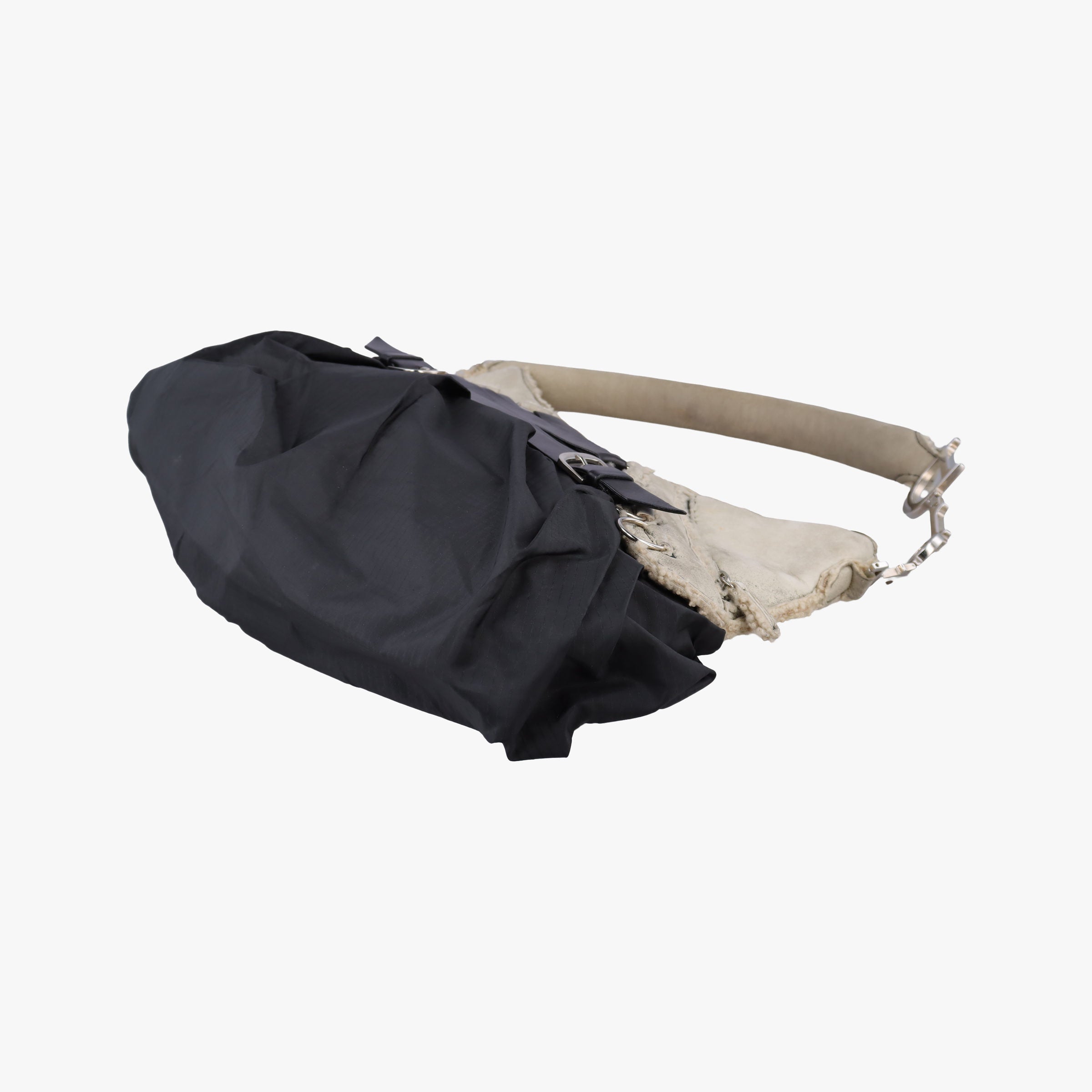 Corset Hobo Beige × Black Mouton × Nylon × Leather 131BM-0064コルセットホーボー ベージュ × ブラック ムートン × ナイロン × レザー 131BM-0064