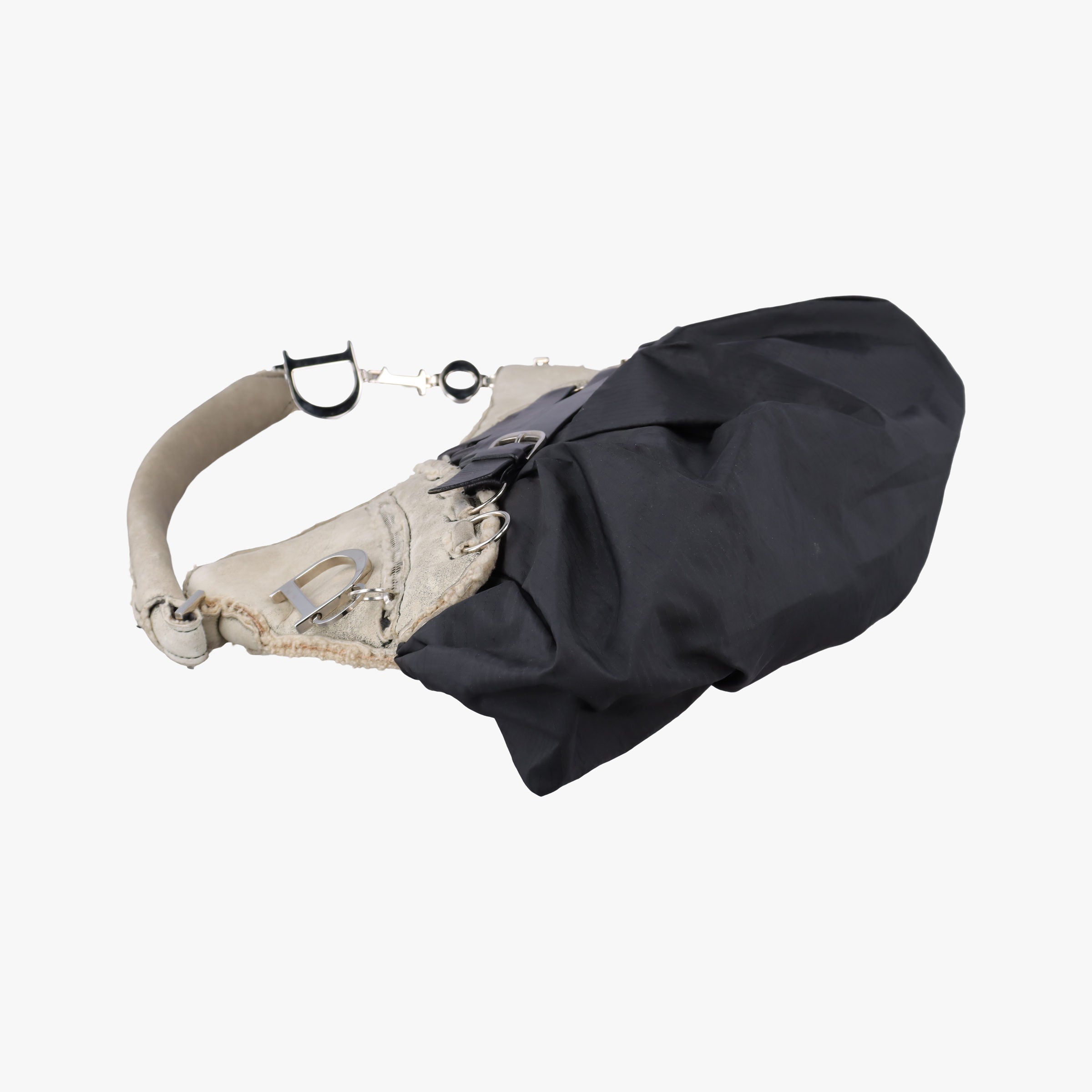 Corset Hobo Beige × Black Mouton × Nylon × Leather 131BM-0064コルセットホーボー ベージュ × ブラック ムートン × ナイロン × レザー 131BM-0064