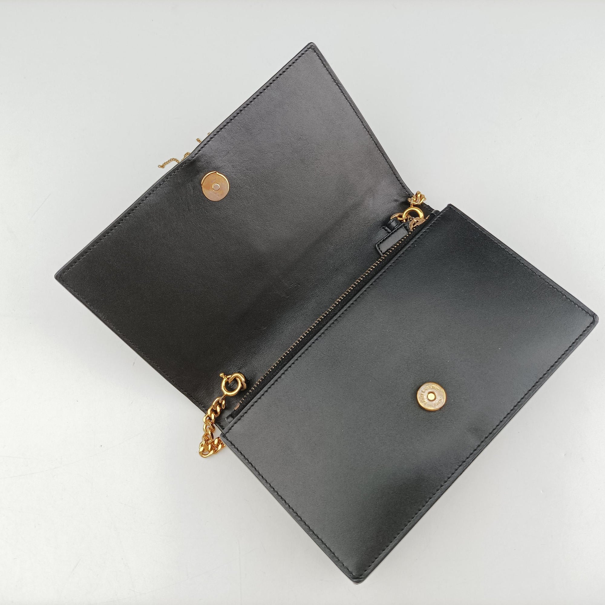 Pre-owned Yves Saint Laurent KATE Black Leather 452159 shoulderbag | stylenewstar