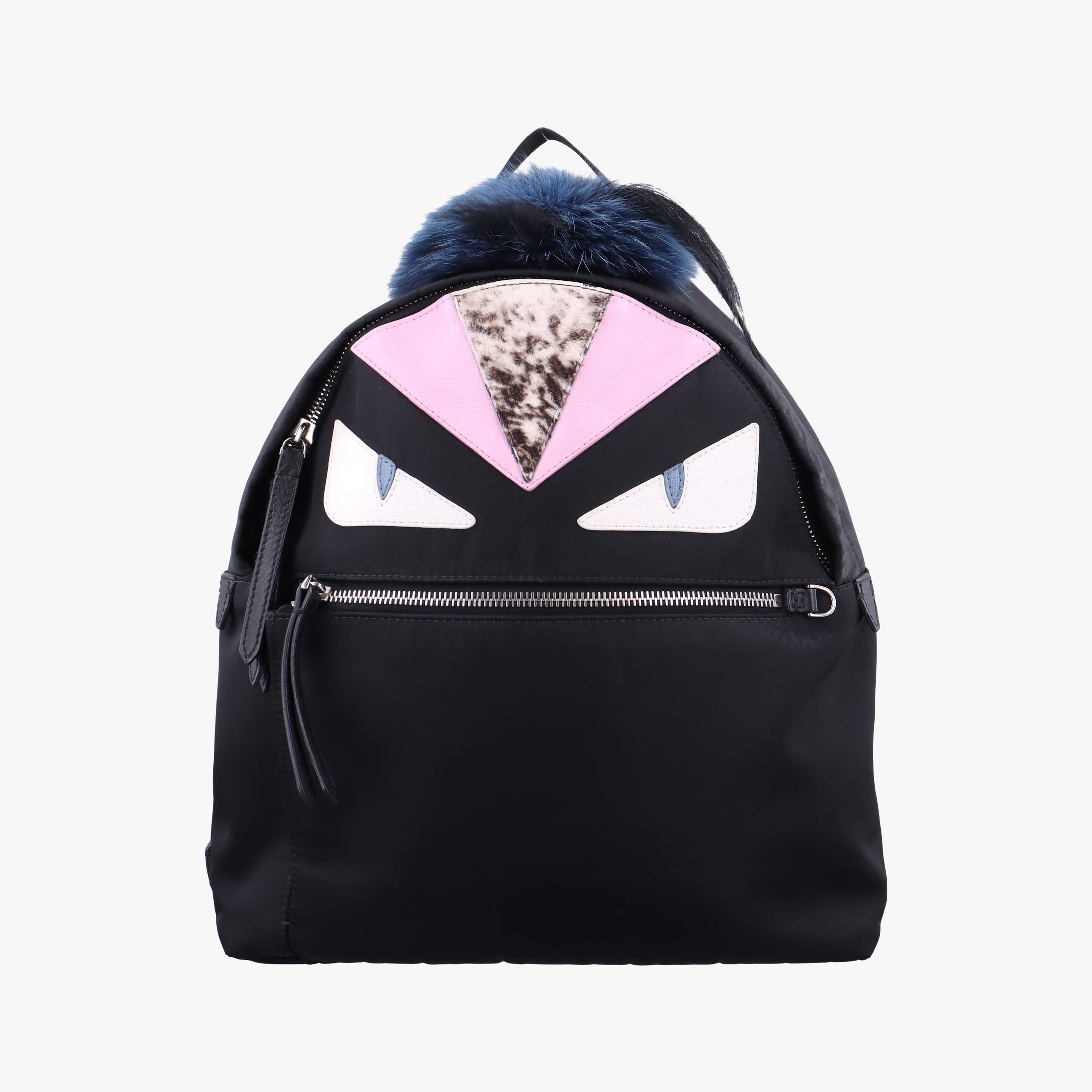 Secondhand Fendi monster bag bugs Black x Multicolour Nylon x leather 8BZ035 backpack/rucksack | stylenewstar