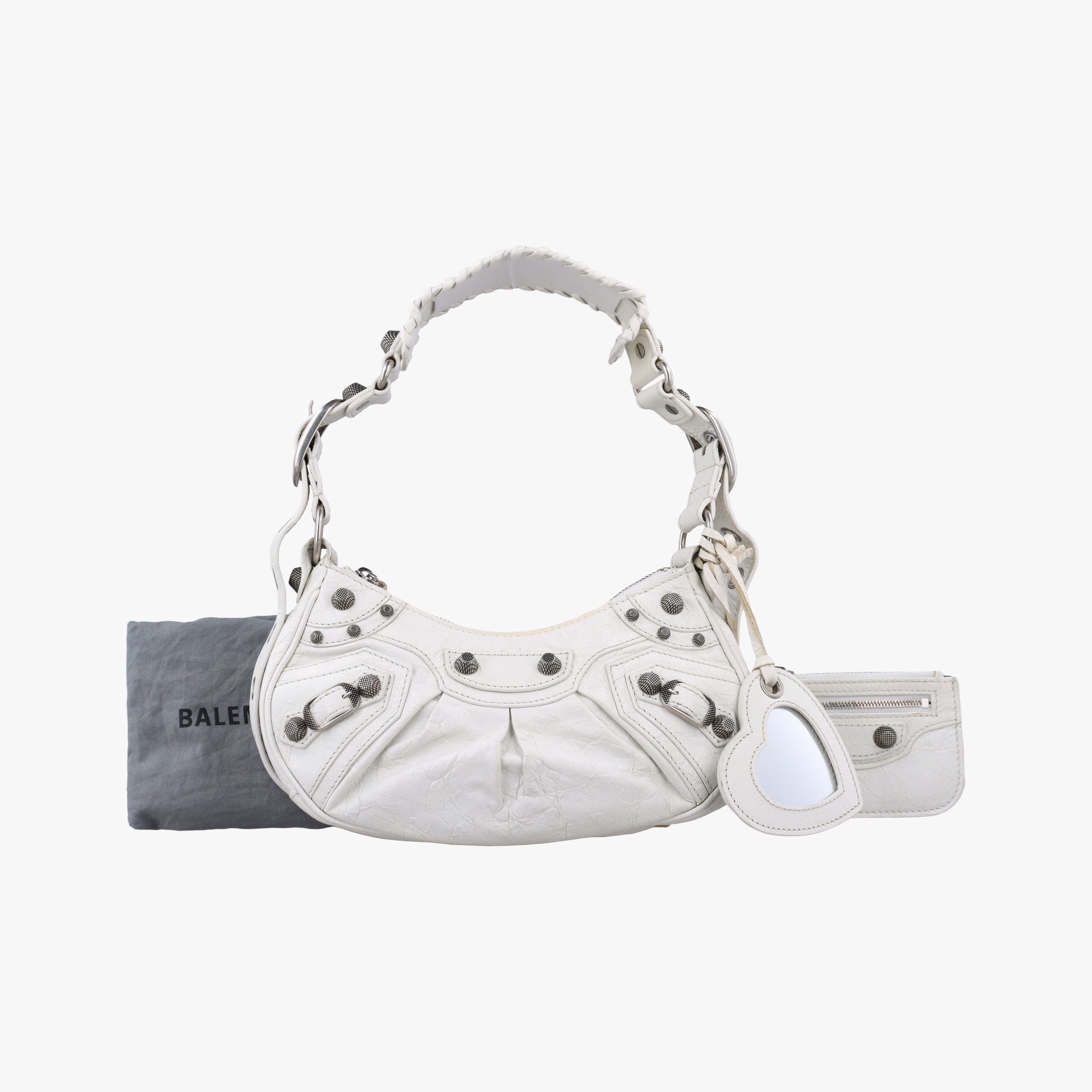 Pre-owned Balenciaga Le Cagole White lambskin shoulderbag | stylenewstar