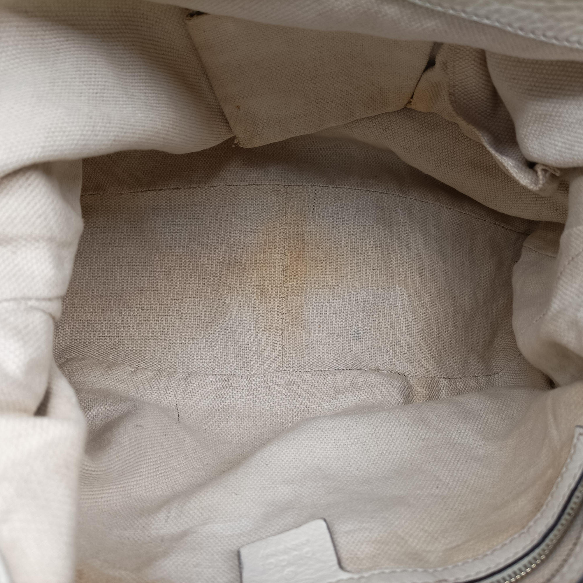 Pre-owned Gucci Bamboo Beige×White Canvas×Leather 282315 shoulderbag | stylenewstar