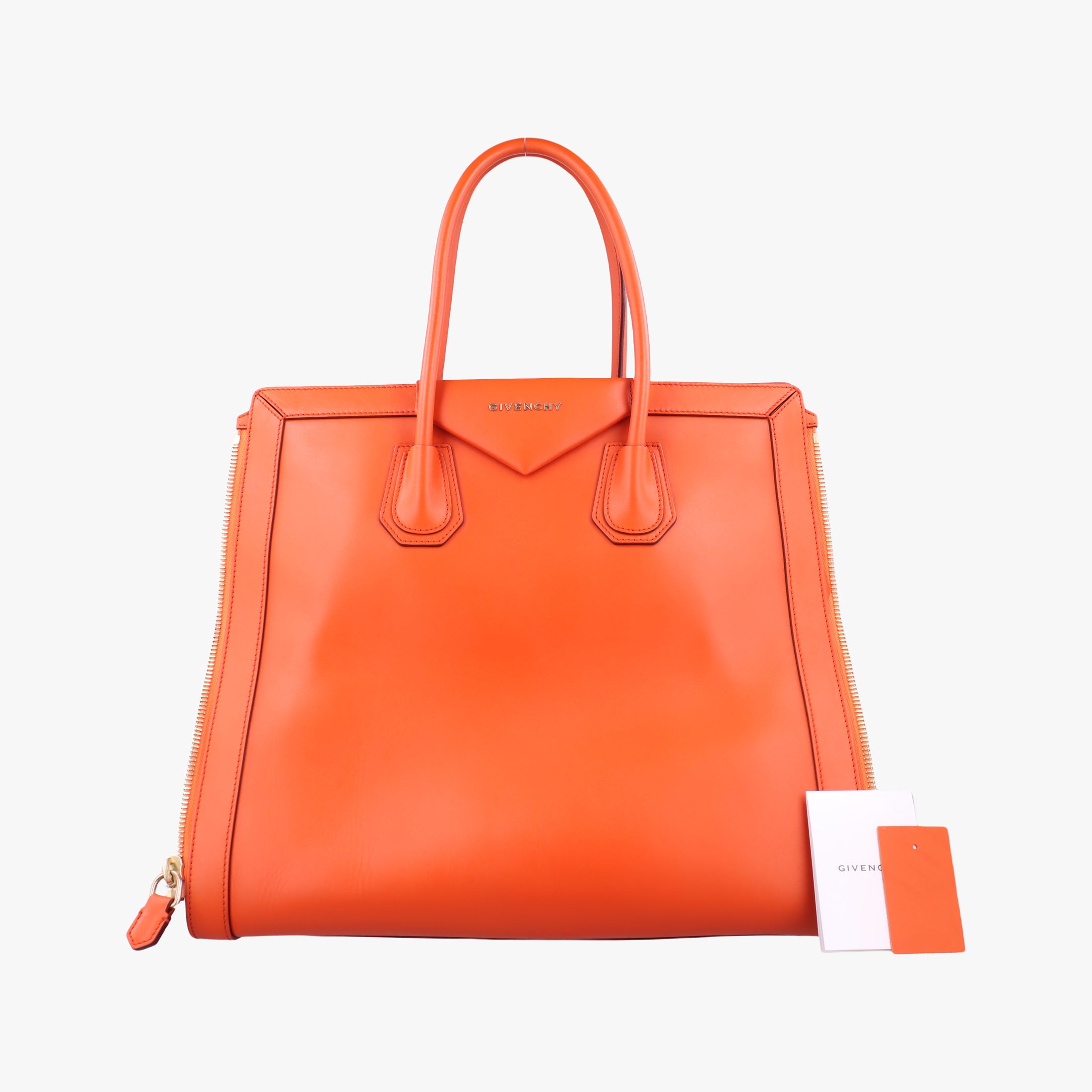 Pre-owned Givenchy Antigona Orange Smooth Calfskin Leather handbag | stylenewstar