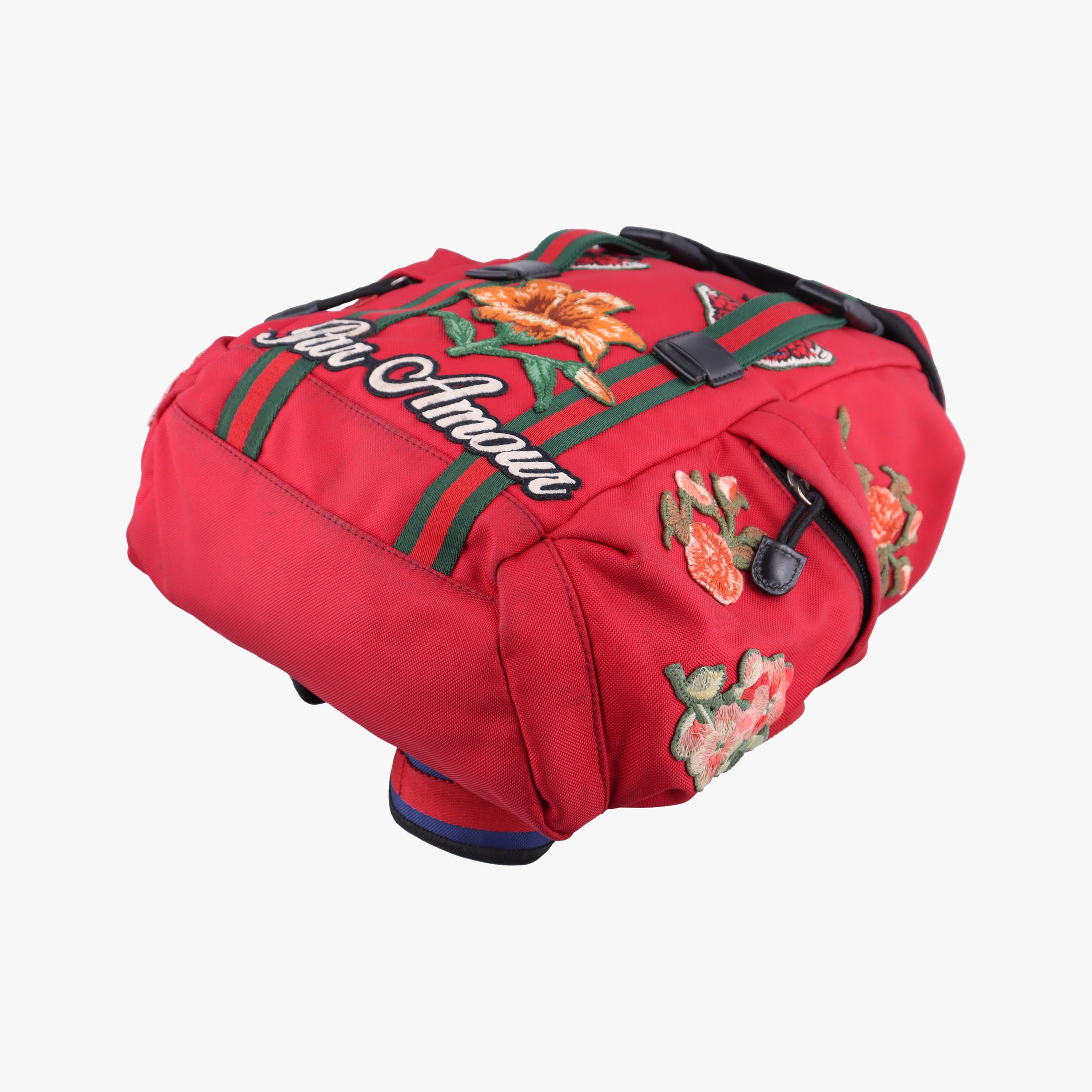 Techno Vintage Web L'Aveugle Par Amour Embroidered Red canvas 478327 E022661748テクノ ヴィンテージ ウェブ ラヴーグル パル アムール 刺繍 レッド キャンバス 478327 E022661748