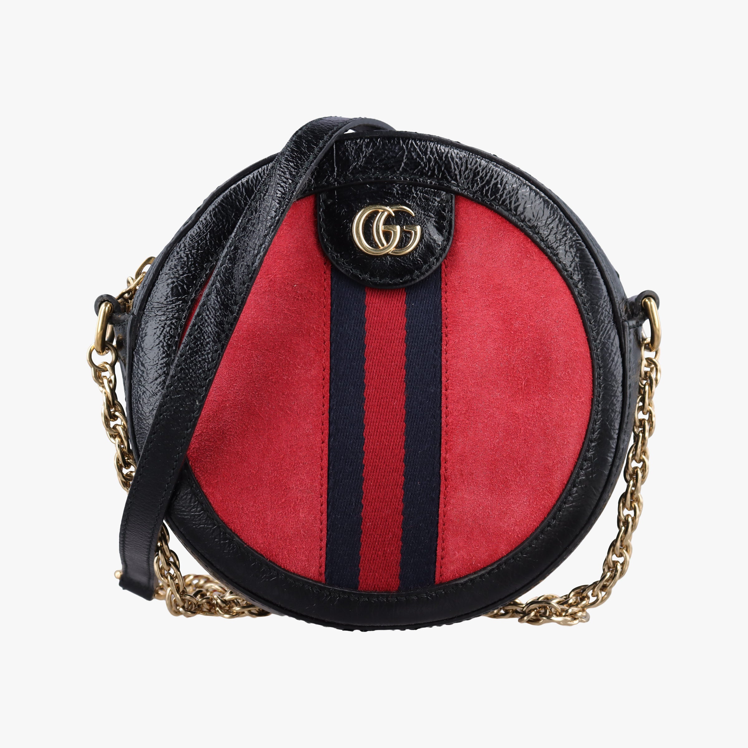 Pre-owned Gucci Ophidia Red×black Suede×Patent 550618 shoulderbag | stylenewstar