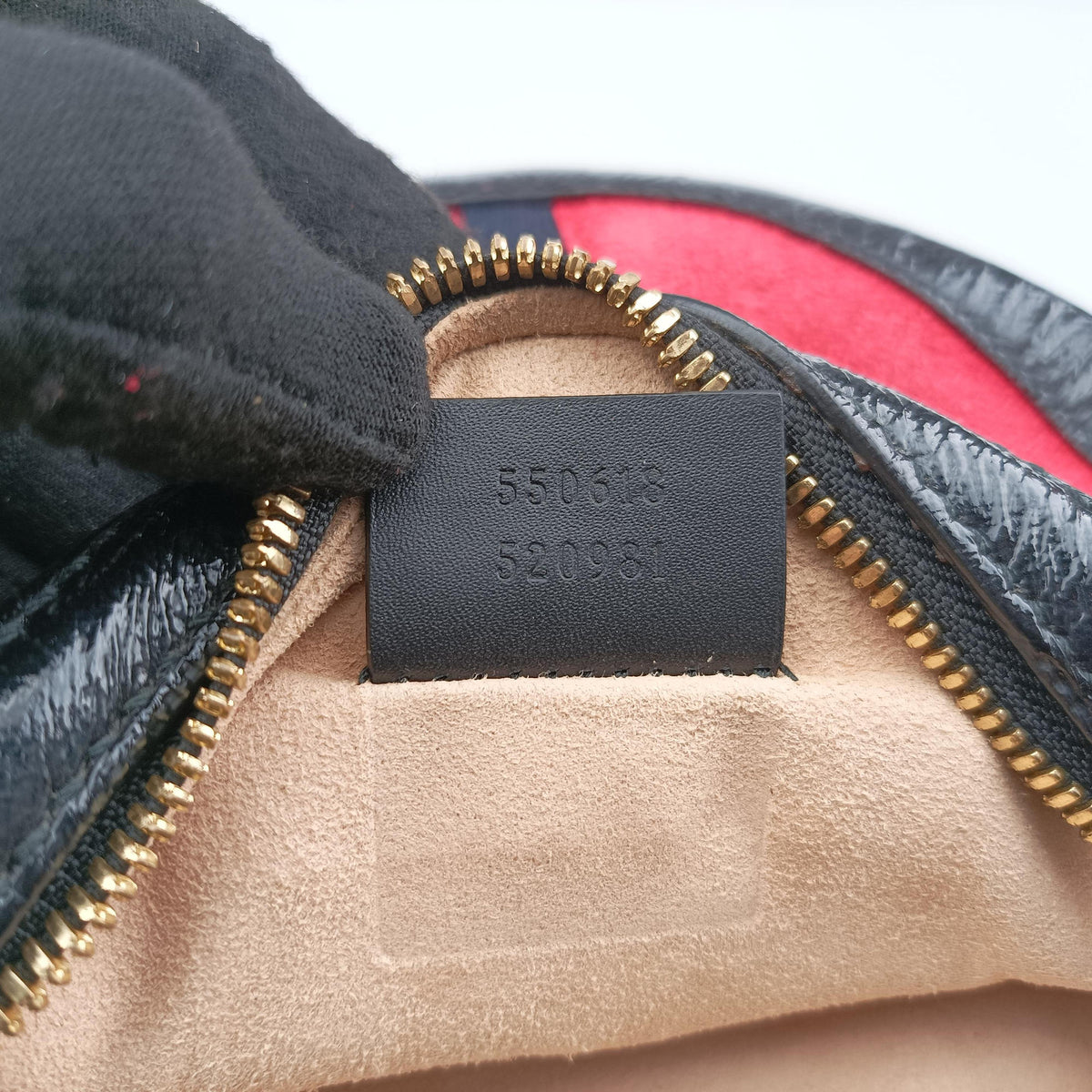 Pre-owned Gucci Ophidia Red×black Suede×Patent 550618 shoulderbag | stylenewstar