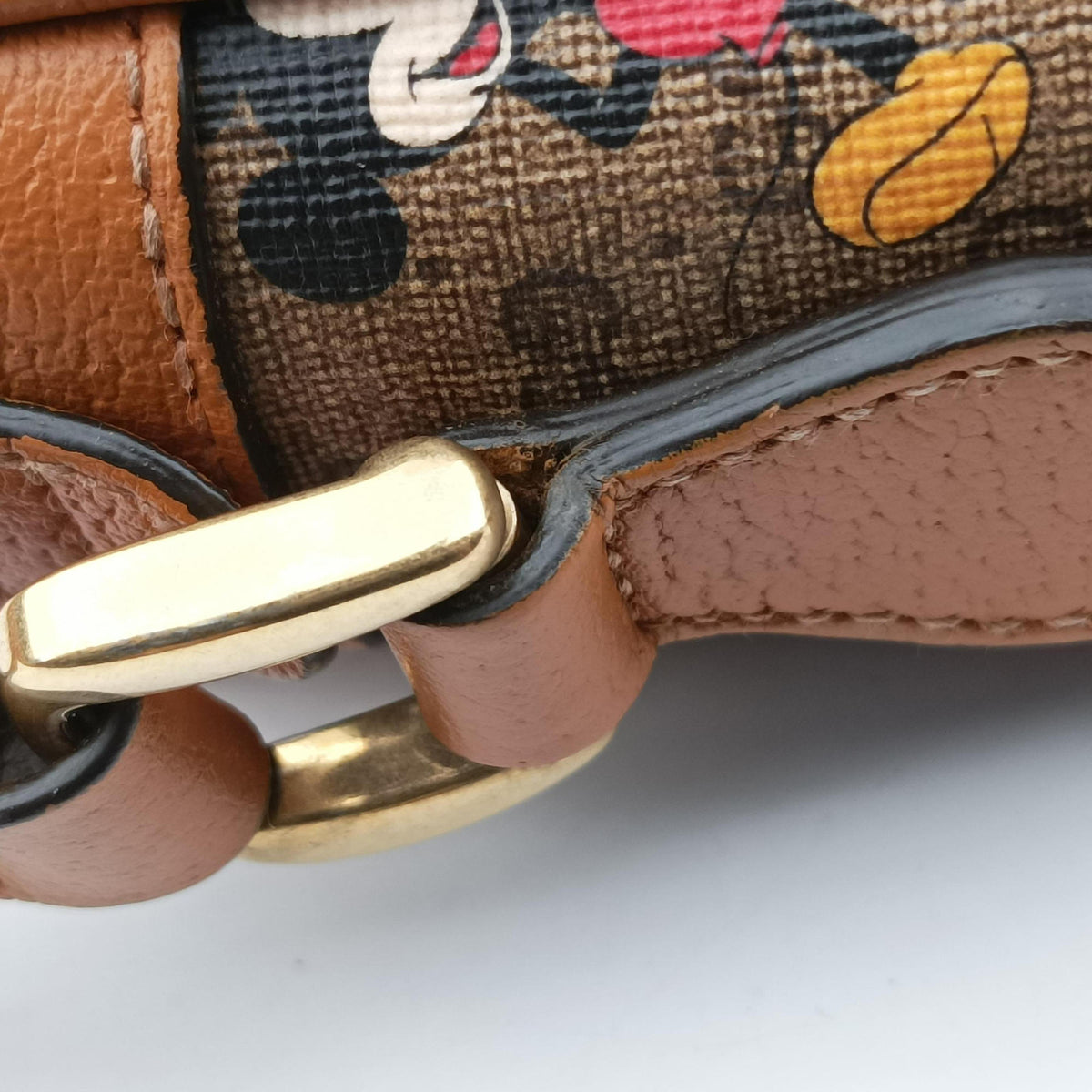 Mickey Mouse Disney collaboration Brown PVC coated canvas×Leather 602536 ミッキーマウス ディズニーコラボ ブラウン PVCコーティングキャンバス×レザー 602536