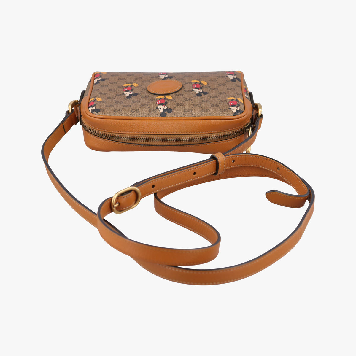 Mickey Mouse Disney collaboration Brown PVC coated canvas×Leather 602536 ミッキーマウス ディズニーコラボ ブラウン PVCコーティングキャンバス×レザー 602536