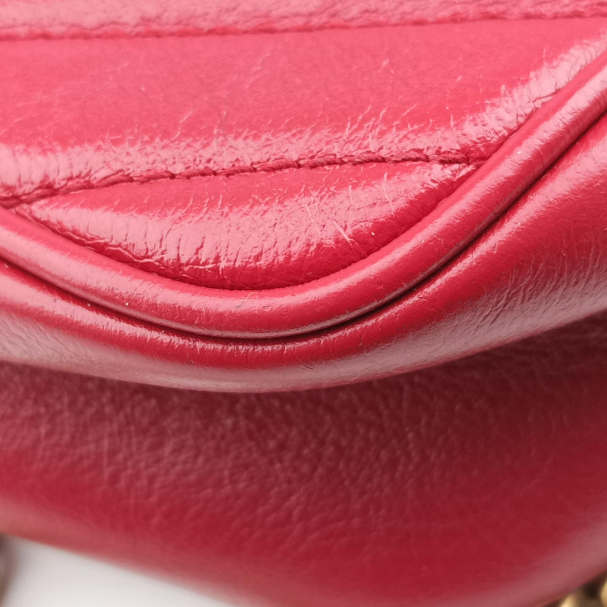 Pre-owned Gucci GG Marmont Red Leather 550155 shoulderbag | stylenewstar