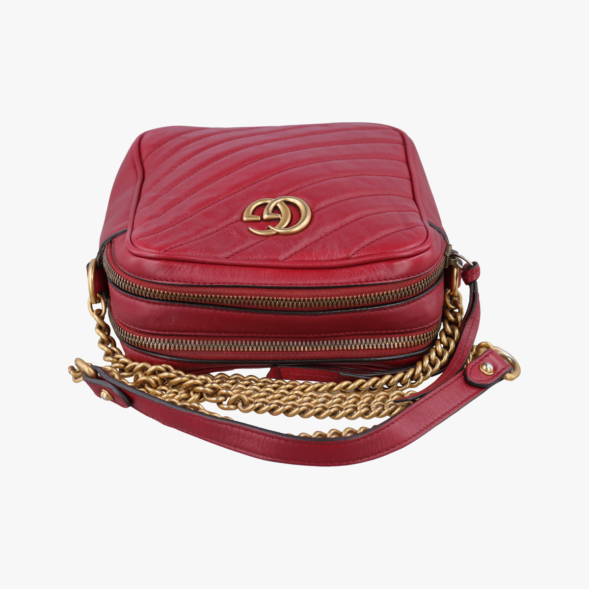 Pre-owned Gucci GG Marmont Red Leather 550155 shoulderbag | stylenewstar
