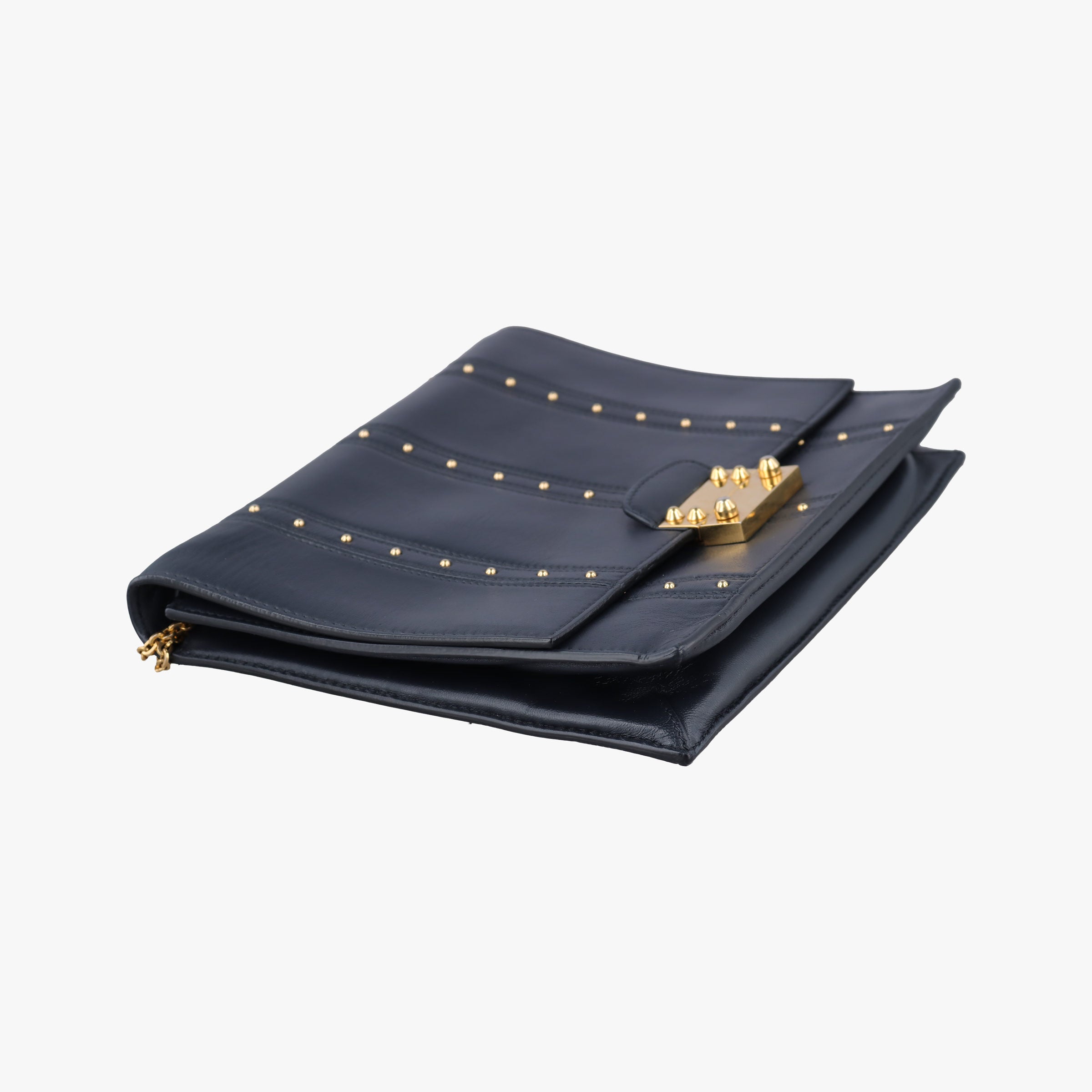 Studded Chain Flap Black Leather BL-H831NAP3スタッズ チェーン フラップ ブラック レザー BL-H831NAP3