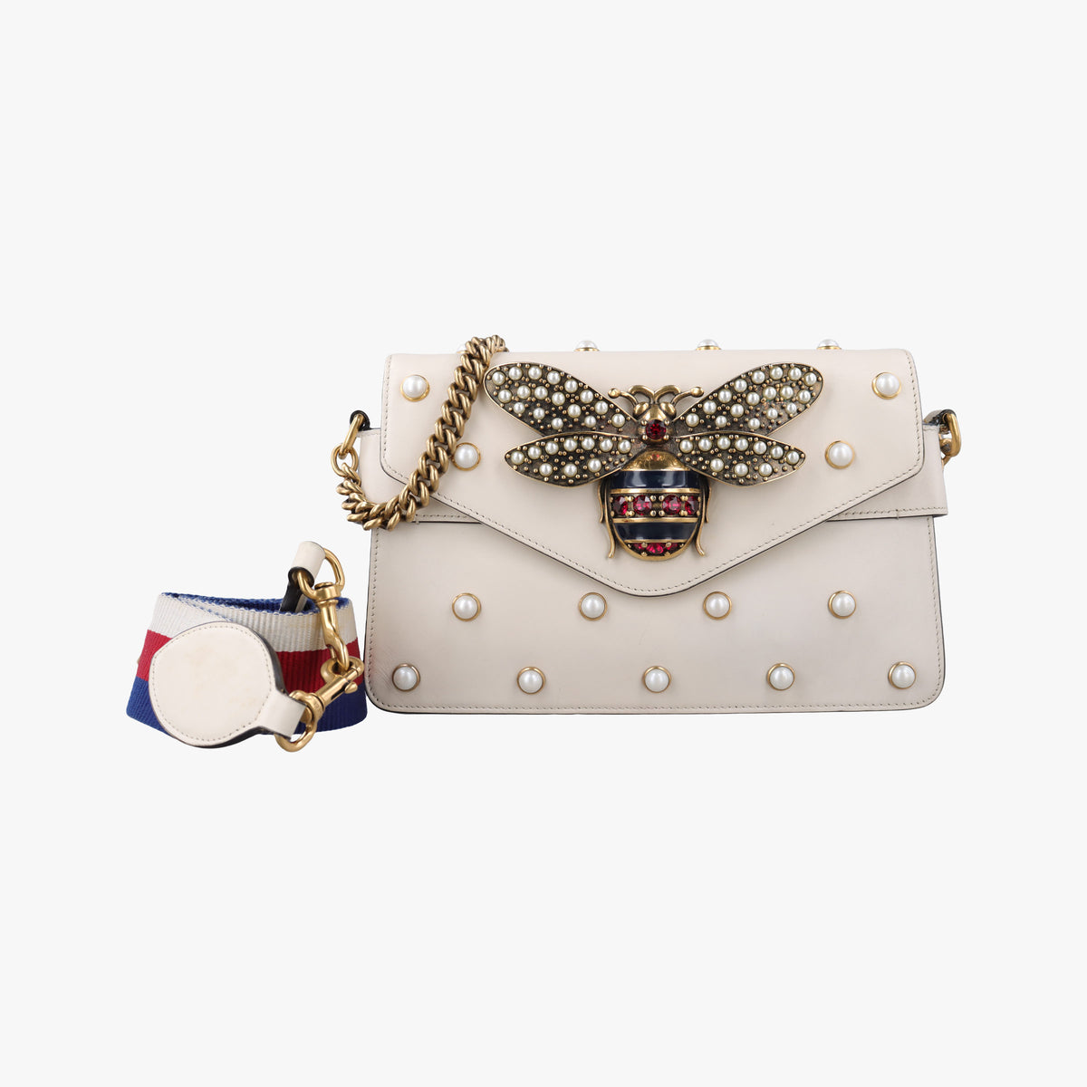 Broadway Pearl Bee White Leather 453778 F022617883ブロードウェイ パール ビー ホワイト レザー 453778 F022617883