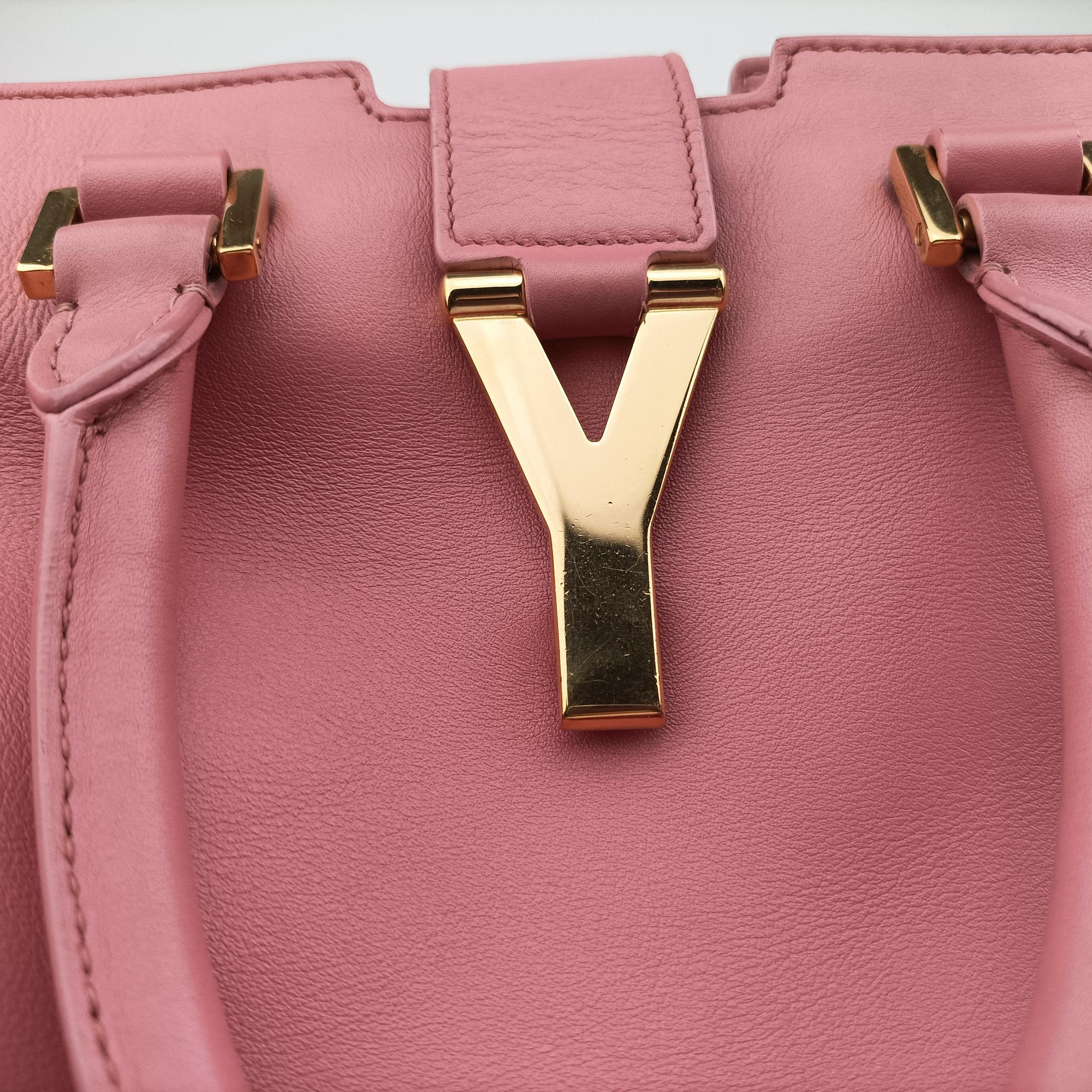 Pre-owned Yves Saint Laurent Y Ligne Petit Cabas Pink Leather 311210 shoulderbag | stylenewstar