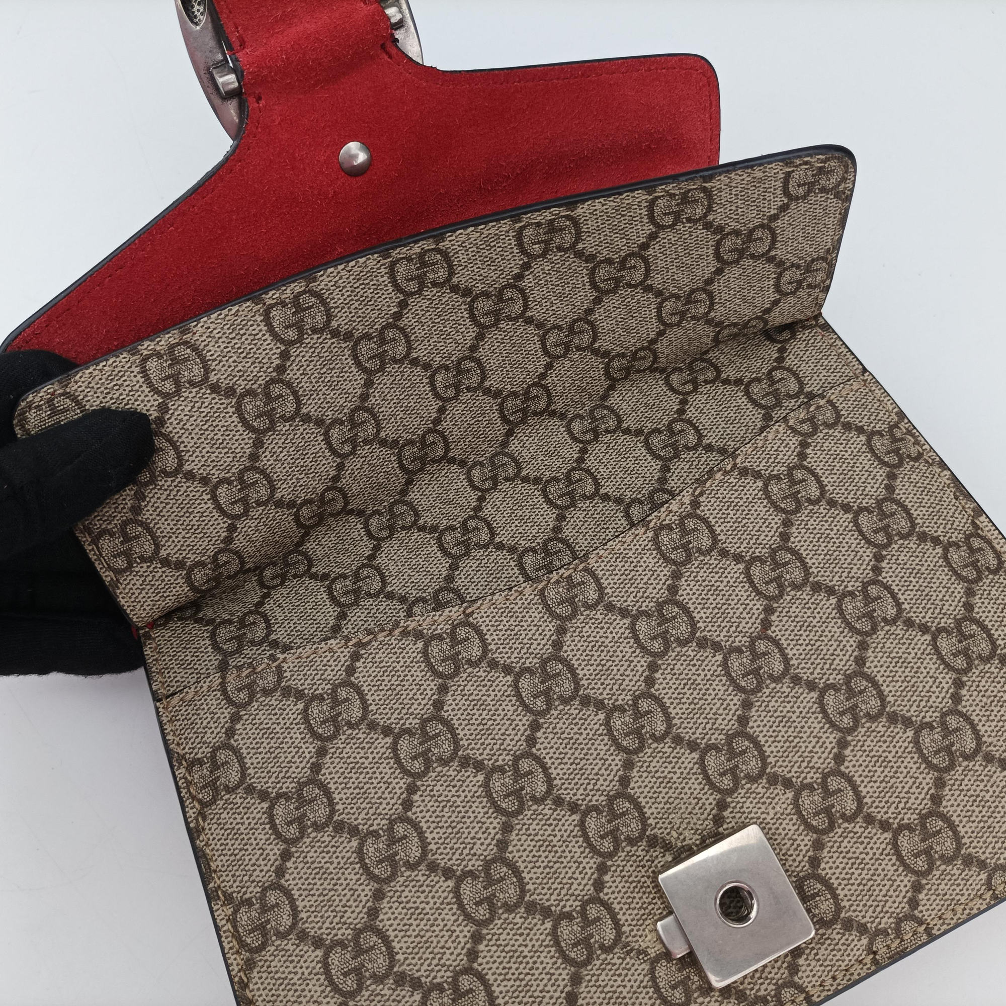 Dionysus beige×red PVC coated canvas × suede 421970 I024546767ディオニュソス ベージュ×レッド PVCコーティングキャンバス × スエード 421970 I024546767