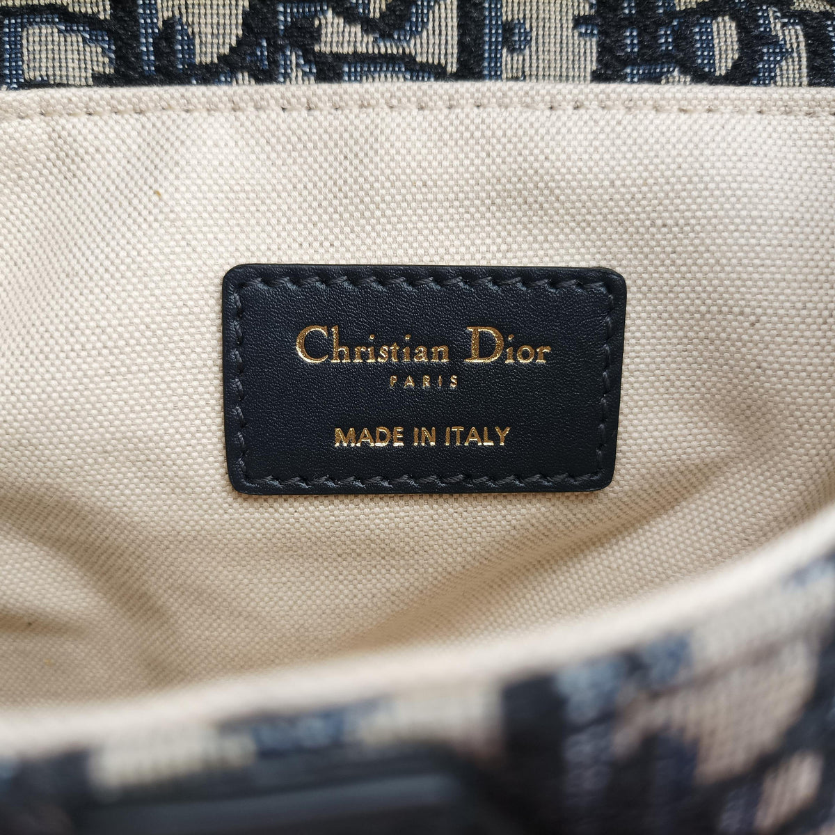 Pre-owned Christian Dior Saddle Navy Jacquard × Leather shoulderbag | stylenewstar