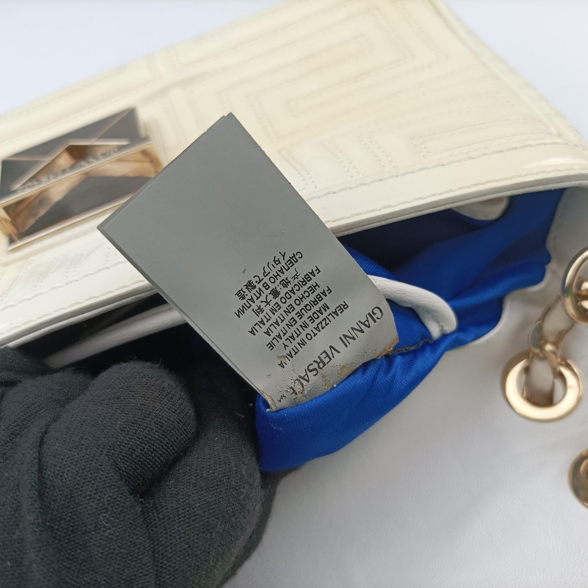 Greek Key Embossed Flap Yellow Patent クチュール グレカ柄 フラップ イエロー パテント