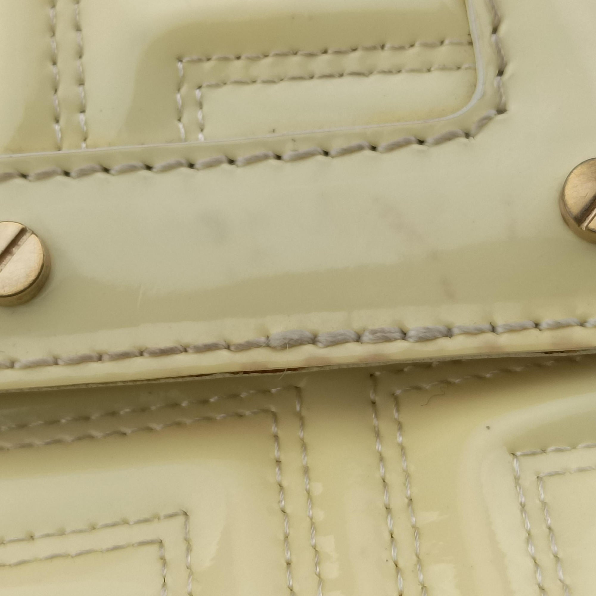 Greek Key Embossed Flap Yellow Patent クチュール グレカ柄 フラップ イエロー パテント