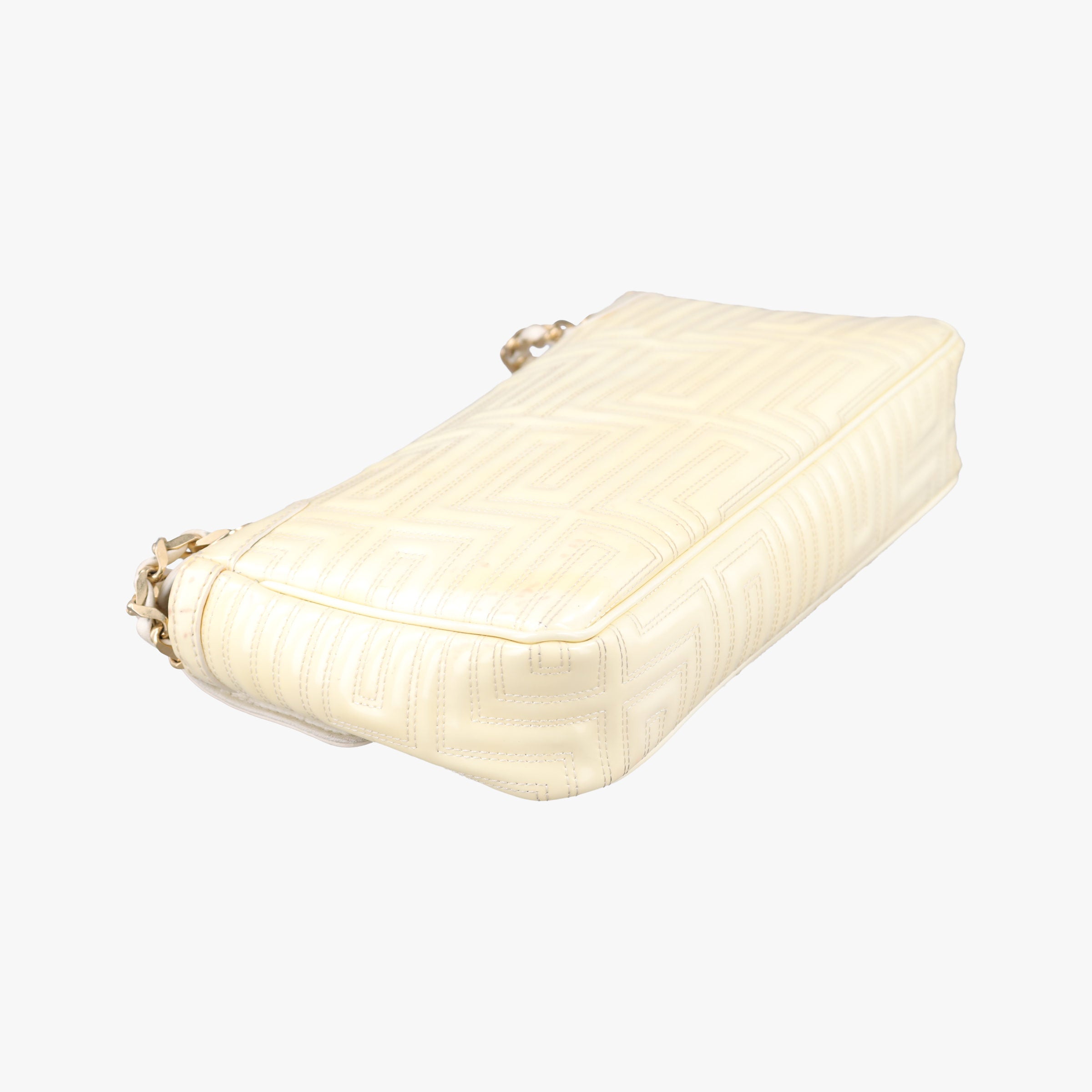 Greek Key Embossed Flap Yellow Patent クチュール グレカ柄 フラップ イエロー パテント
