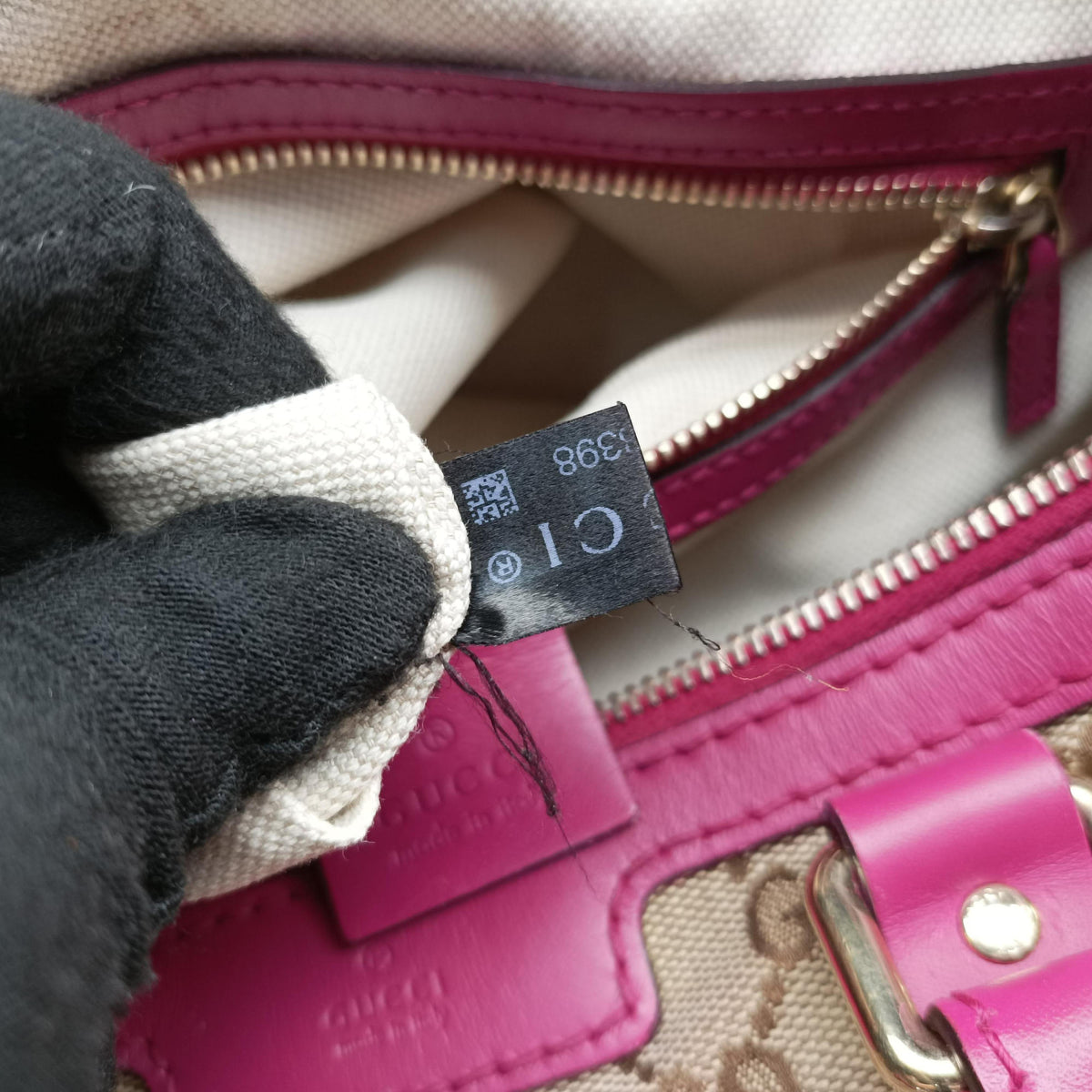 Sherry Line beige×rose Canvas×Leather 247205 I015853398シェリーライン ベージュ×ローズ キャンバス×レザー 247205 I015853398