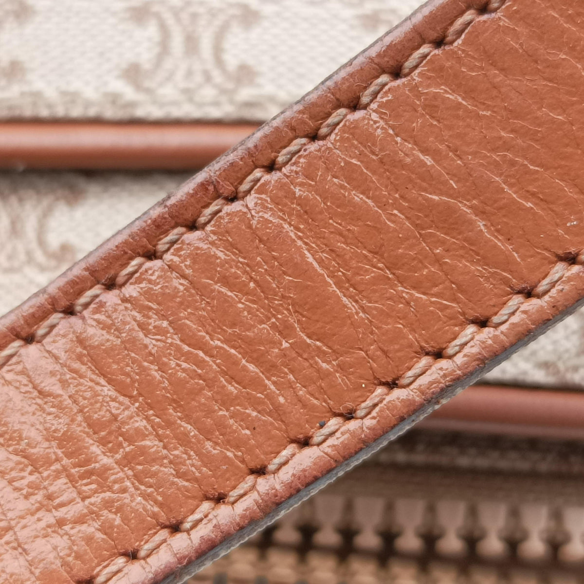 Macadam pattern Beige×brown PVC-coated canvas×leather M08マカダム柄 ベージュ×ブラウン PVCコーティングキャンバス×レザー M08
