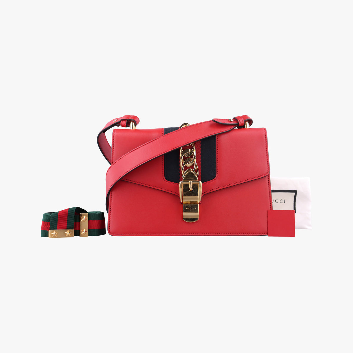Sylvie Red×navy Leather 421882 I019562079シルヴィ レッド×ネイビー レザー 421882 I019562079