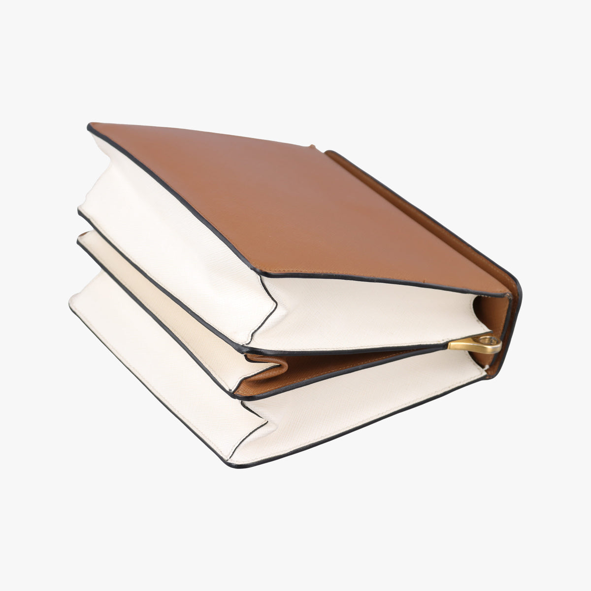 Bicolor Box Brown×White Saffiano Leather 117バイカラーボックス ブラウン×ホワイト サフィアーノレザー 117