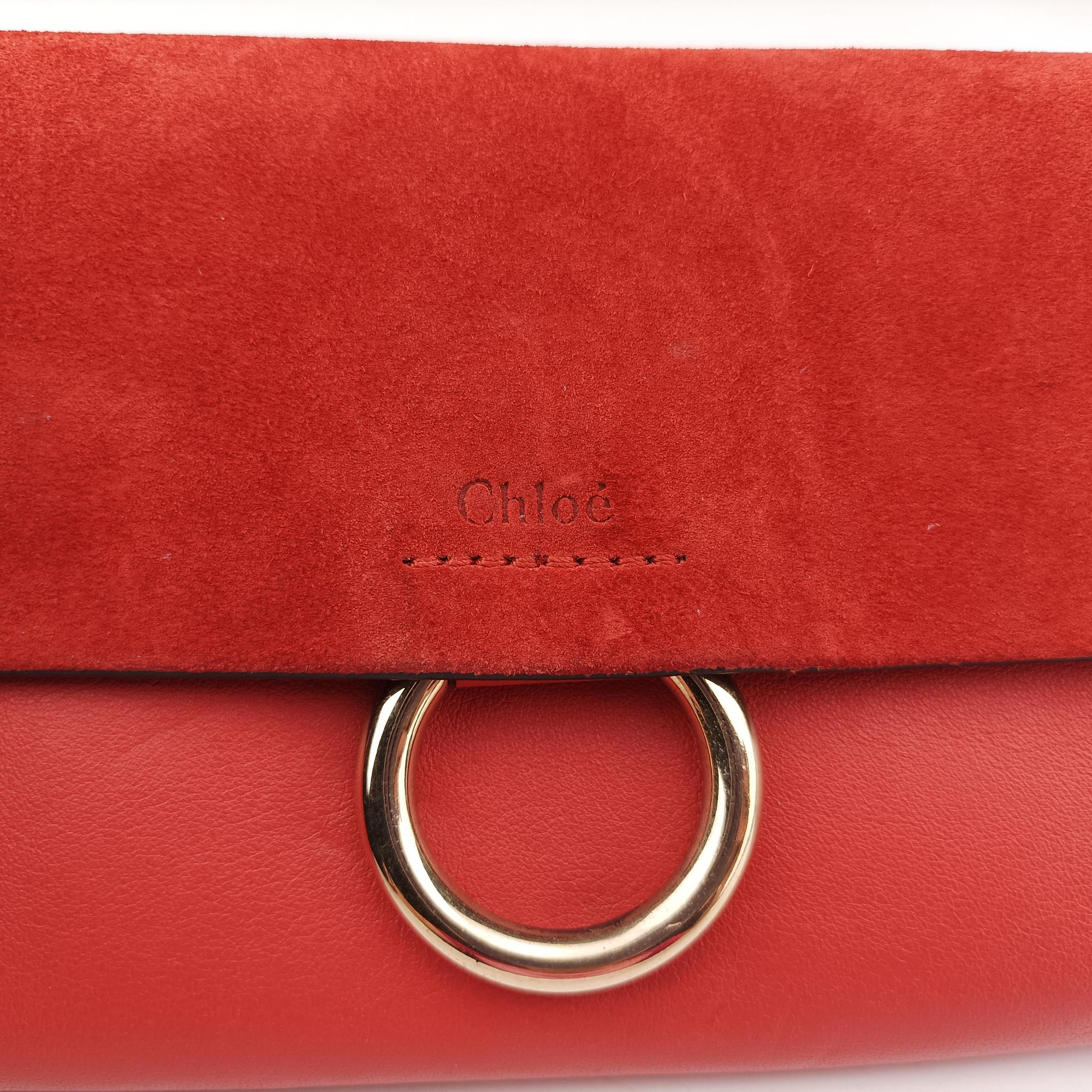 Pre-owned Chloe FAYE Red Suede × leather shoulderbag | stylenewstar