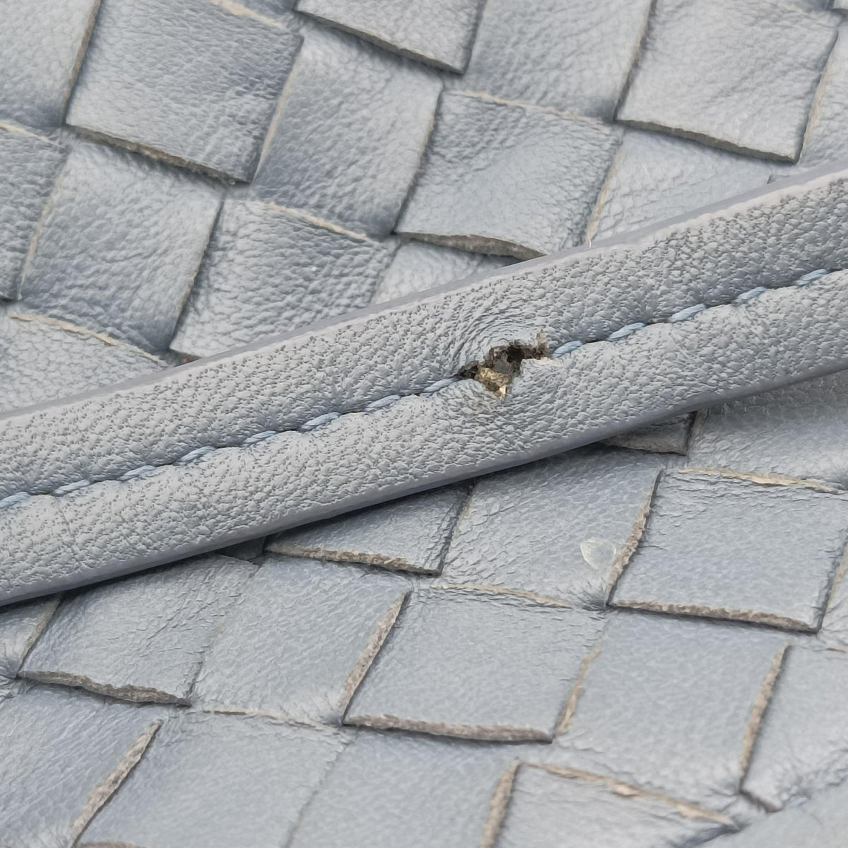 Pre-owned Bottega Veneta Nodini Blue lambskin shoulderbag | stylenewstar