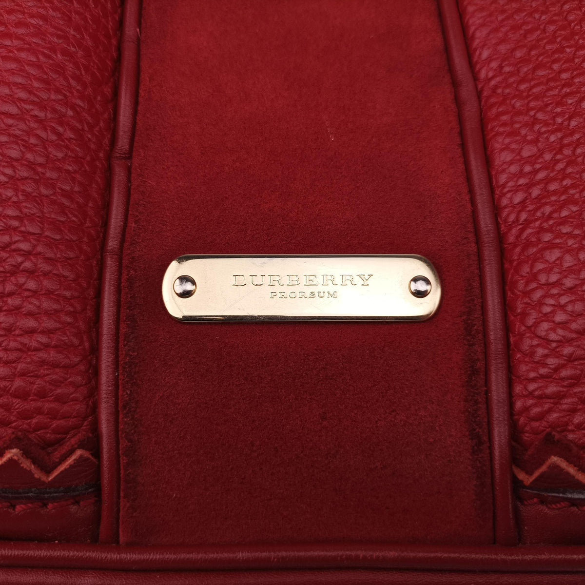 Pre-owned Burberry Prorsum Shrimpton Tassel Red Grained Calfskin × Suede handbag | stylenewstar