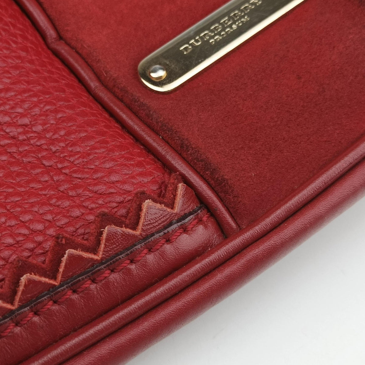 Pre-owned Burberry Prorsum Shrimpton Tassel Red Grained Calfskin × Suede handbag | stylenewstar