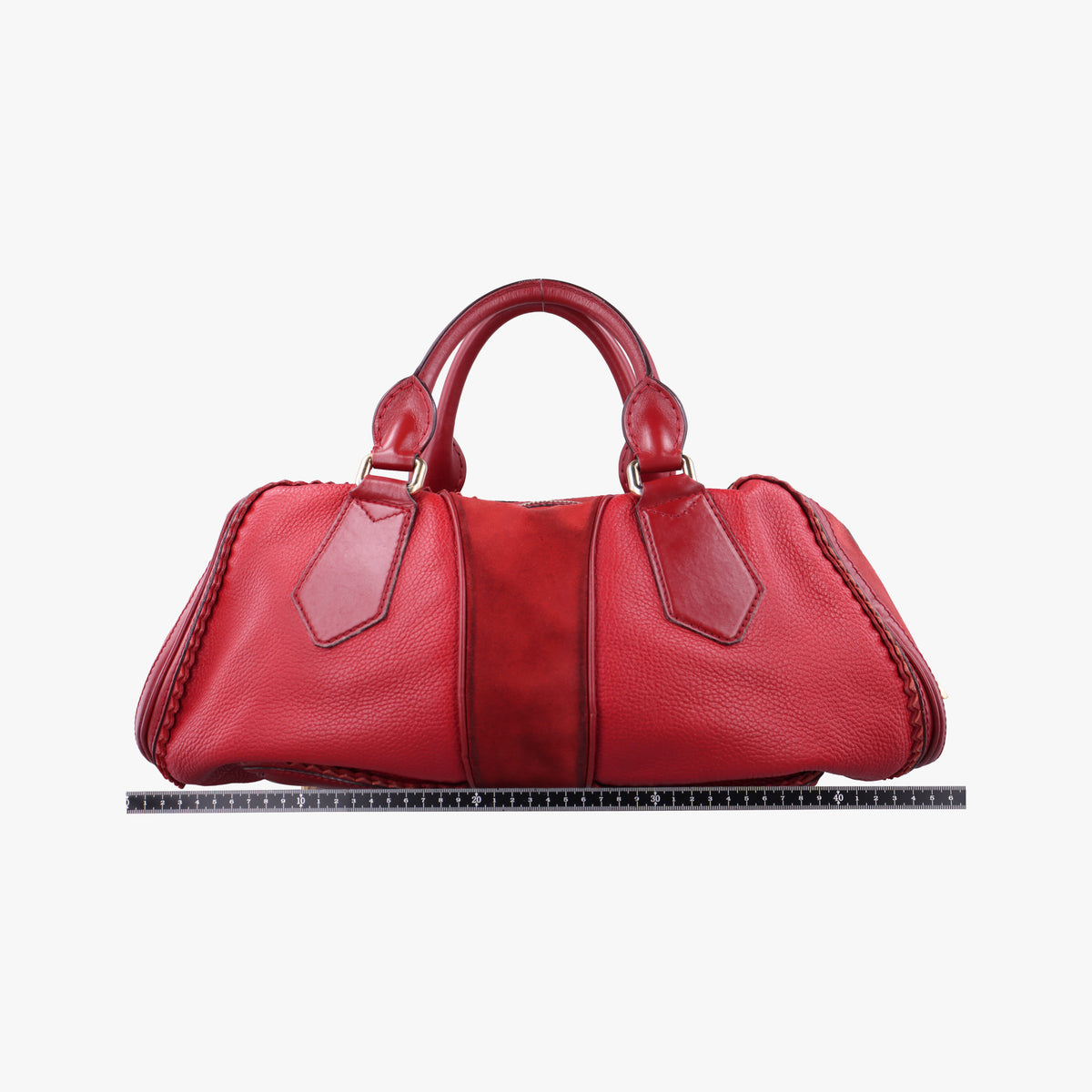 Pre-owned Burberry Prorsum Shrimpton Tassel Red Grained Calfskin × Suede handbag | stylenewstar