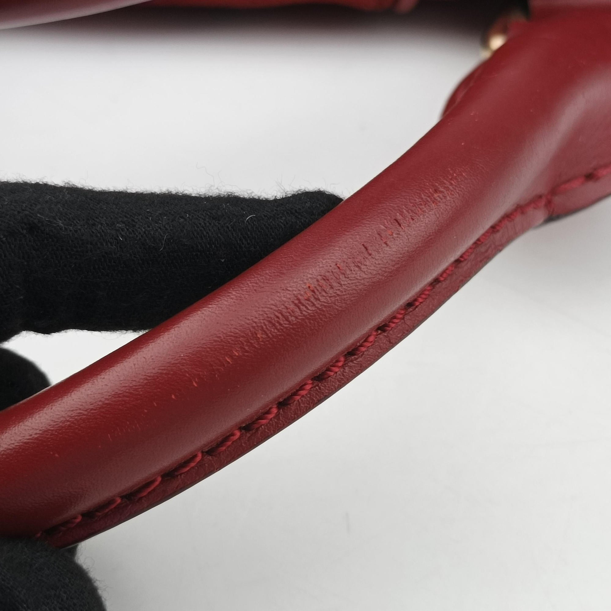 Pre-owned Burberry Prorsum Shrimpton Tassel Red Grained Calfskin × Suede handbag | stylenewstar