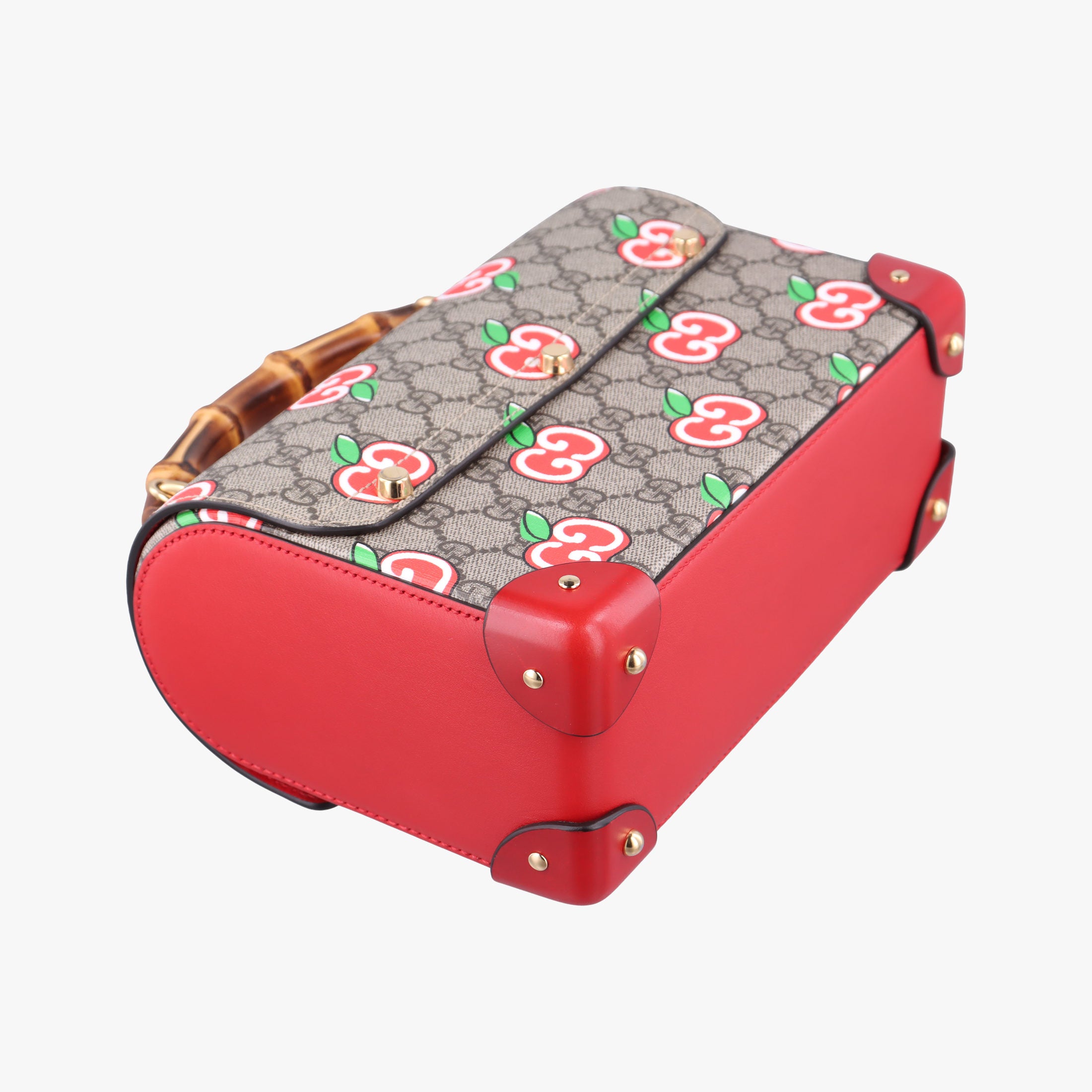 GG flora Padlock Bamboo beige×red×multi PVC coated canvas×Leather 603221 A033033500GGアップル パドロック バンブー ベージュ×レッド×マルチ PVCコーティングキャンバス×レザー 603221 A033033500
