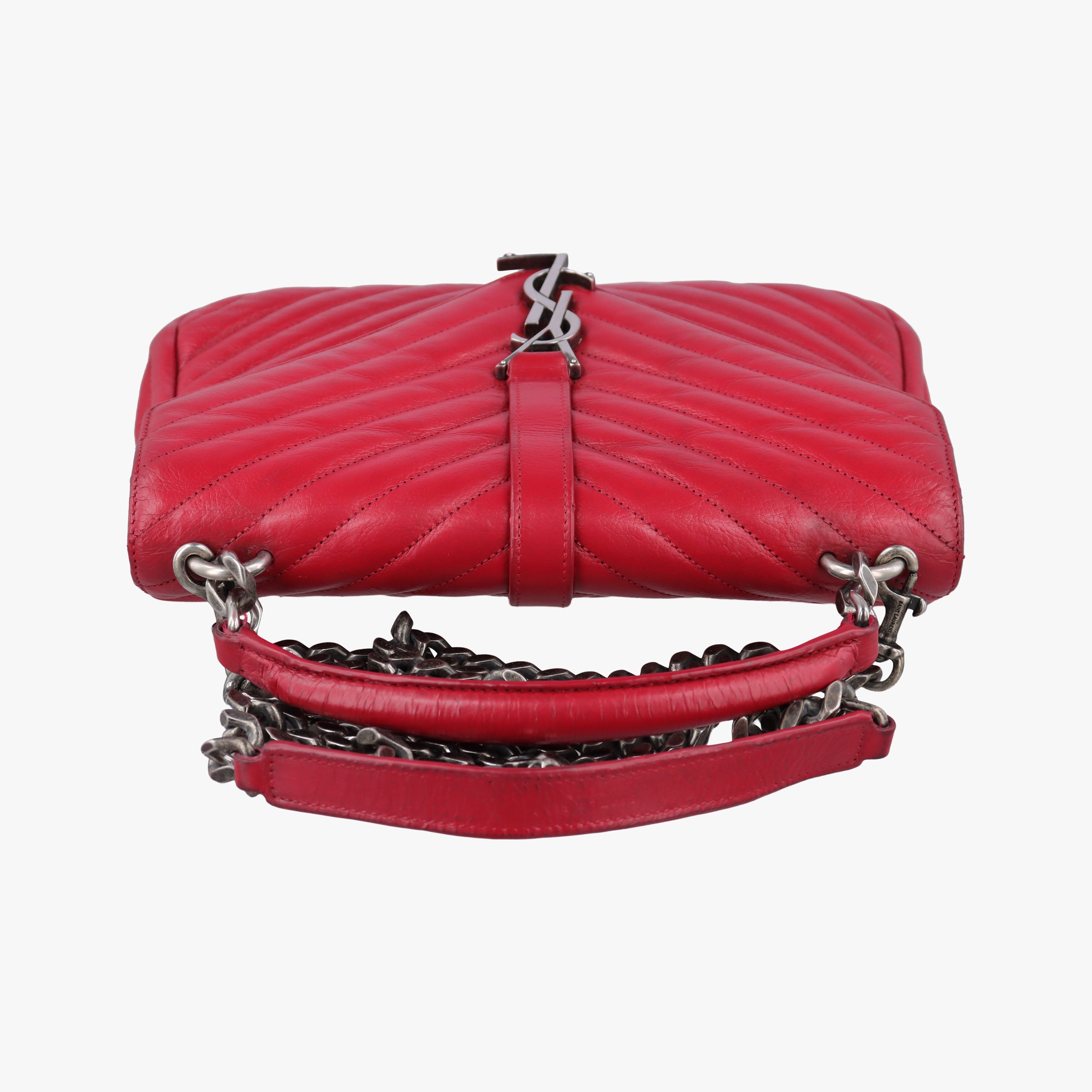 Pre-owned Yves Saint Laurent COLLEGE Red Leather 428056 shoulderbag | stylenewstar